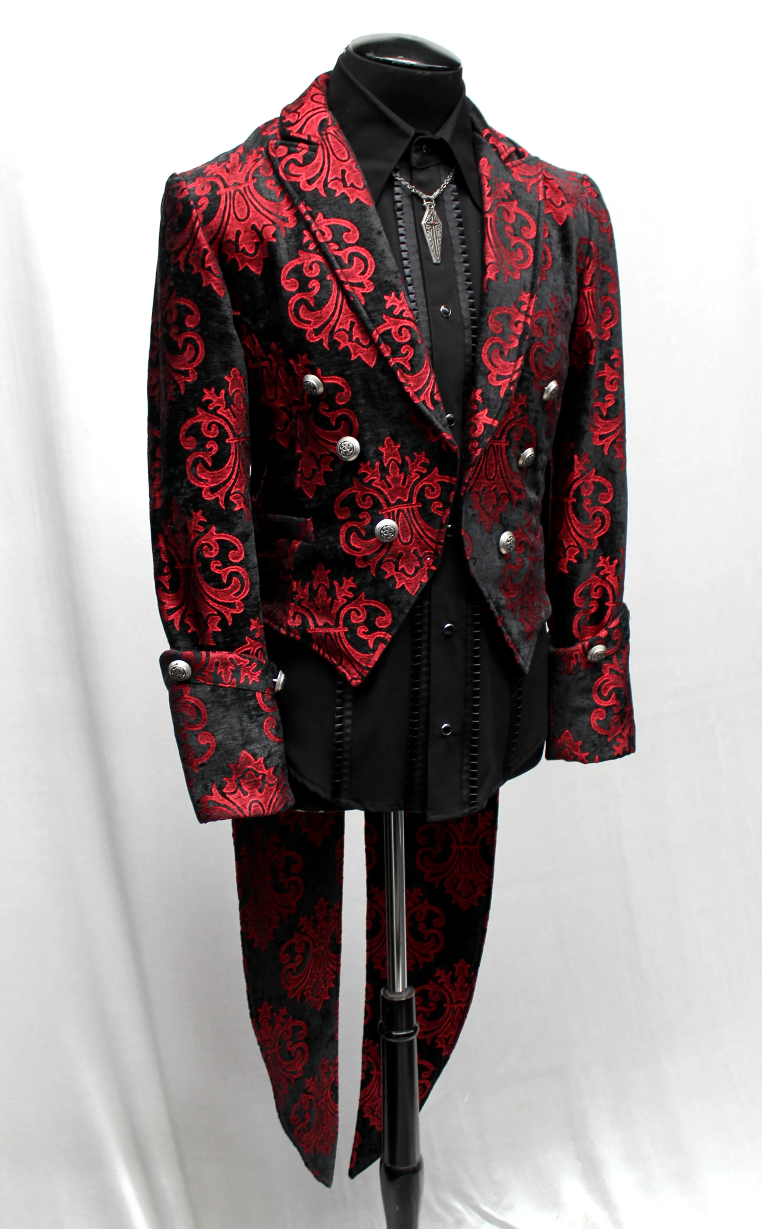 IMPERIAL TAILCOAT - RED ON BLACK VELVET BROCADE - Image 4