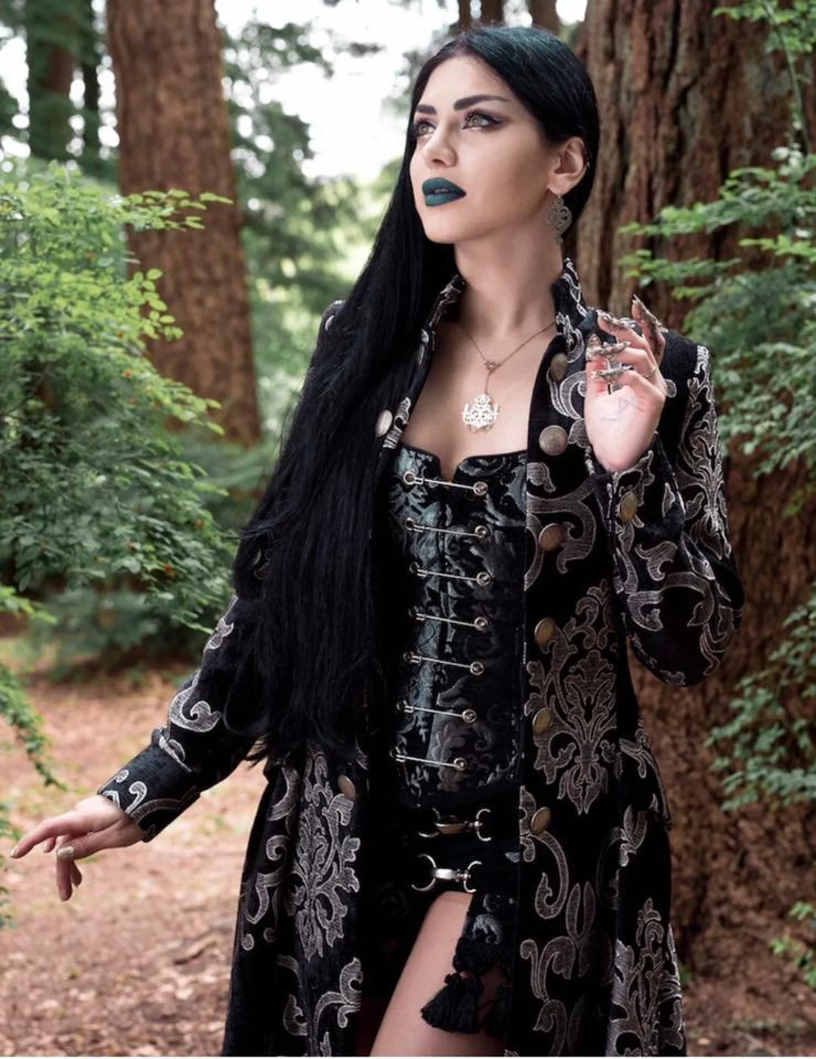 LIONHEART COAT - SILVER ON BLACK VELVET BROCADE - Image 3