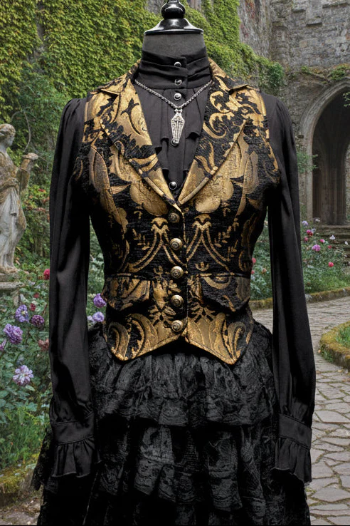 MARQUESA VEST - GOLD/BLACK TAPESTRY - Image 4