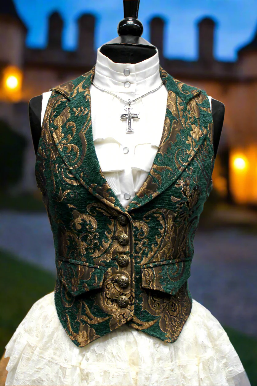 MARQUESA VEST - GREEN/GOLD TAPESTRY - Image 4