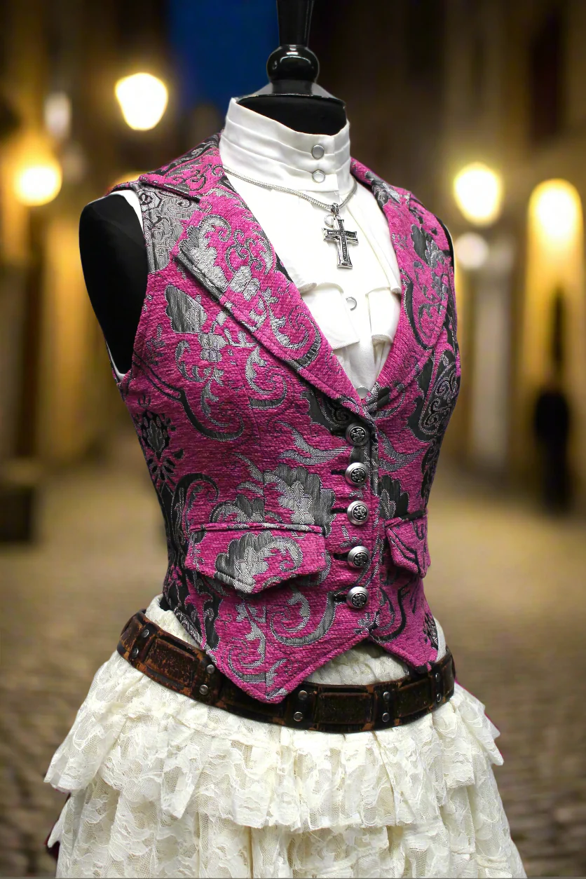 MARQUESA VEST - PINK/SILVER TAPESTRY - Image 3