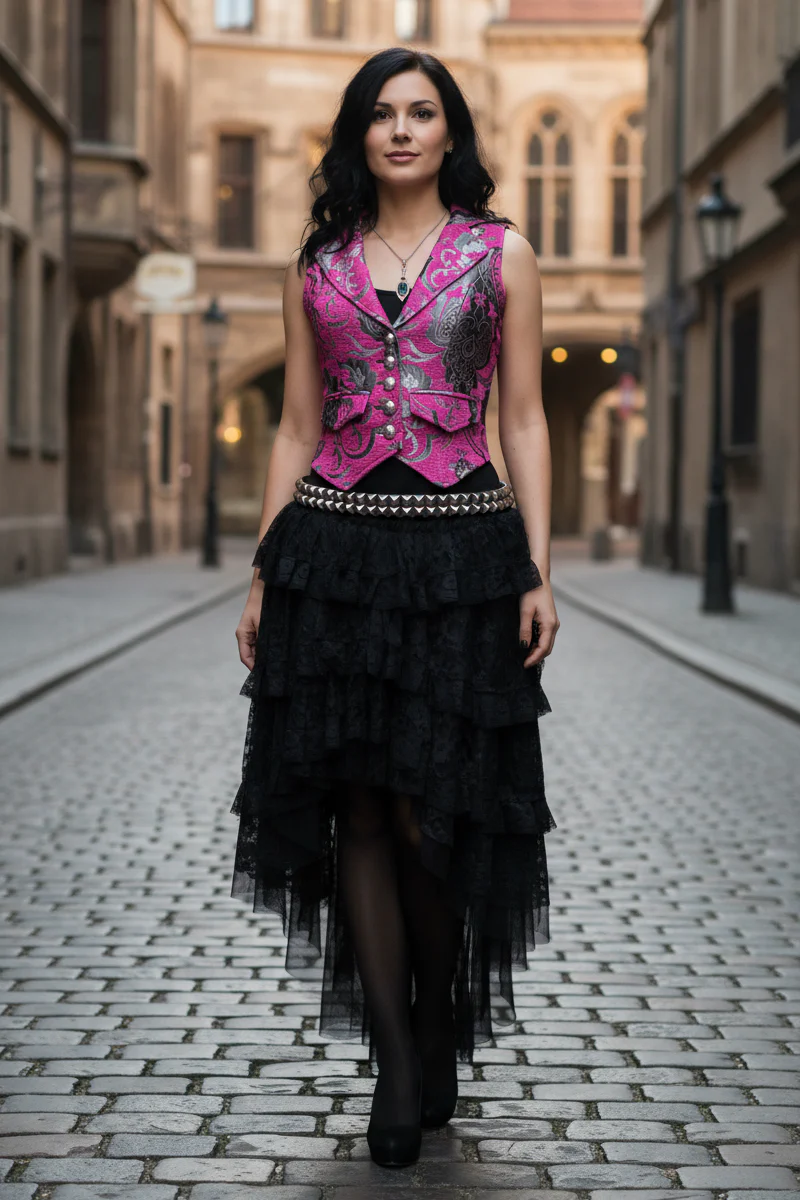 MARQUESA VEST - PINK/SILVER TAPESTRY - Image 8