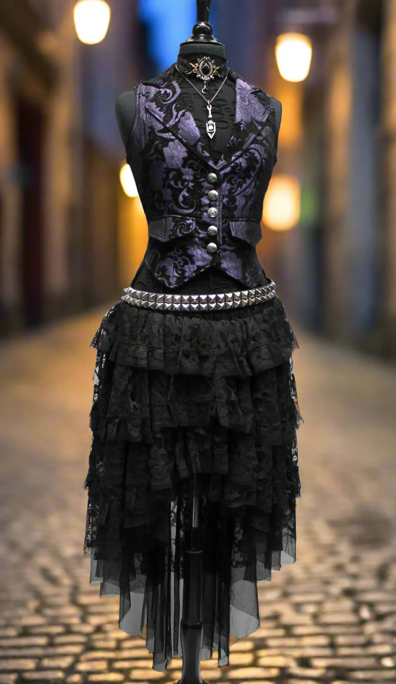 MARQUESA VEST - PURPLE/BLACK TAPESTRY - Image 3