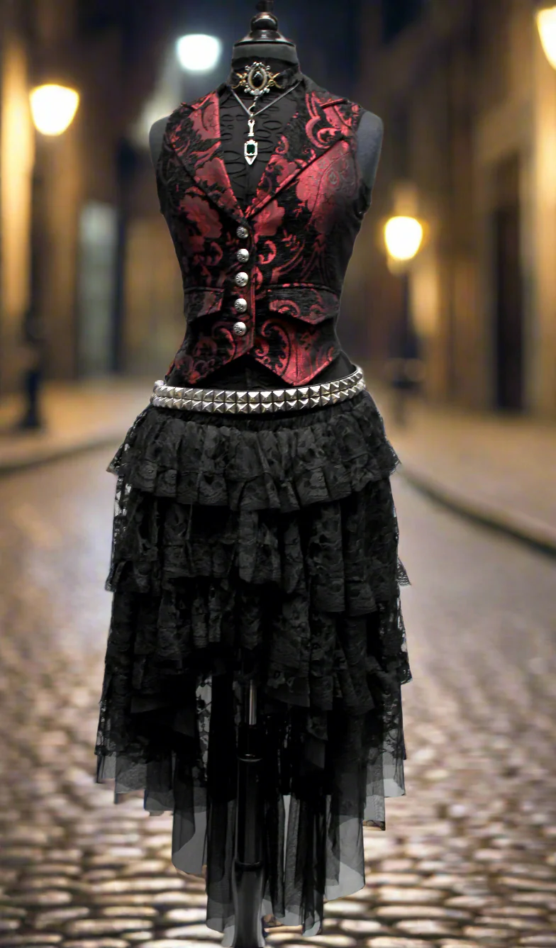 MARQUESA VEST - RED/BLACK TAPESTRY - Image 3