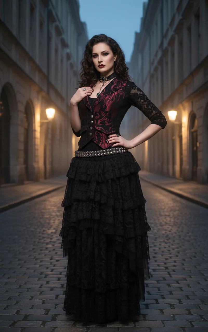 MARQUESA VEST - RED/BLACK TAPESTRY - Image 4