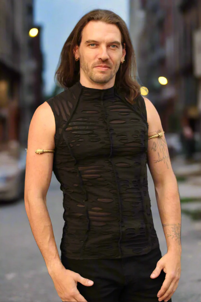 MEN'S FUTURE SHOCK SLEEVELESS T-SHIRT - BLACK DECAYED FABRIC - Image 2