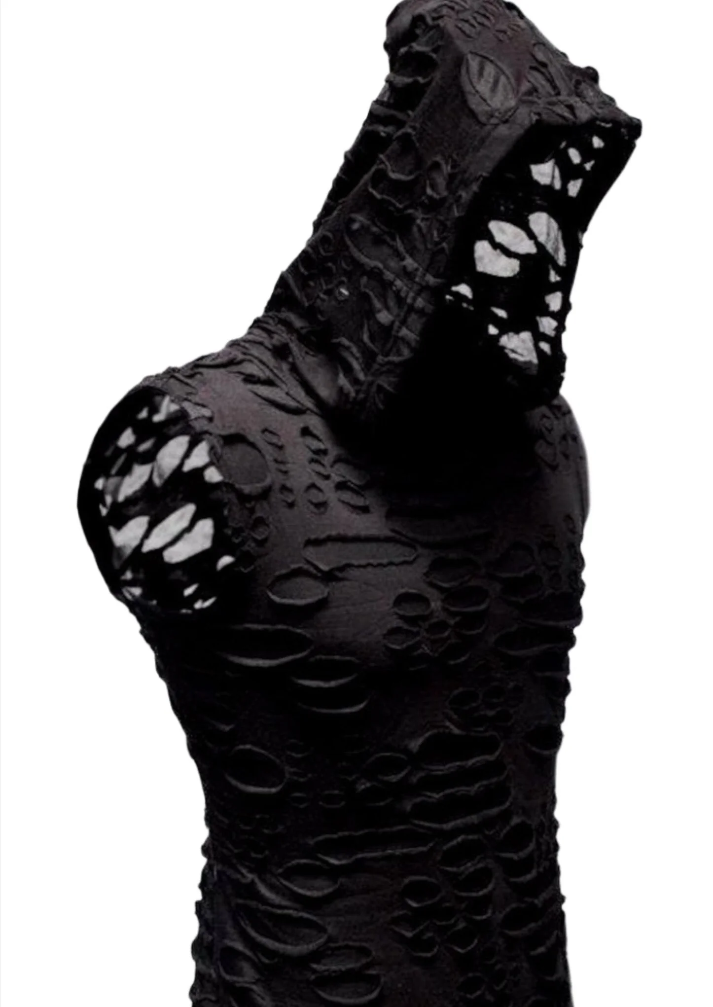 MEN'S HOODIE T - BLACK DECAYED FABRIC - Image 3