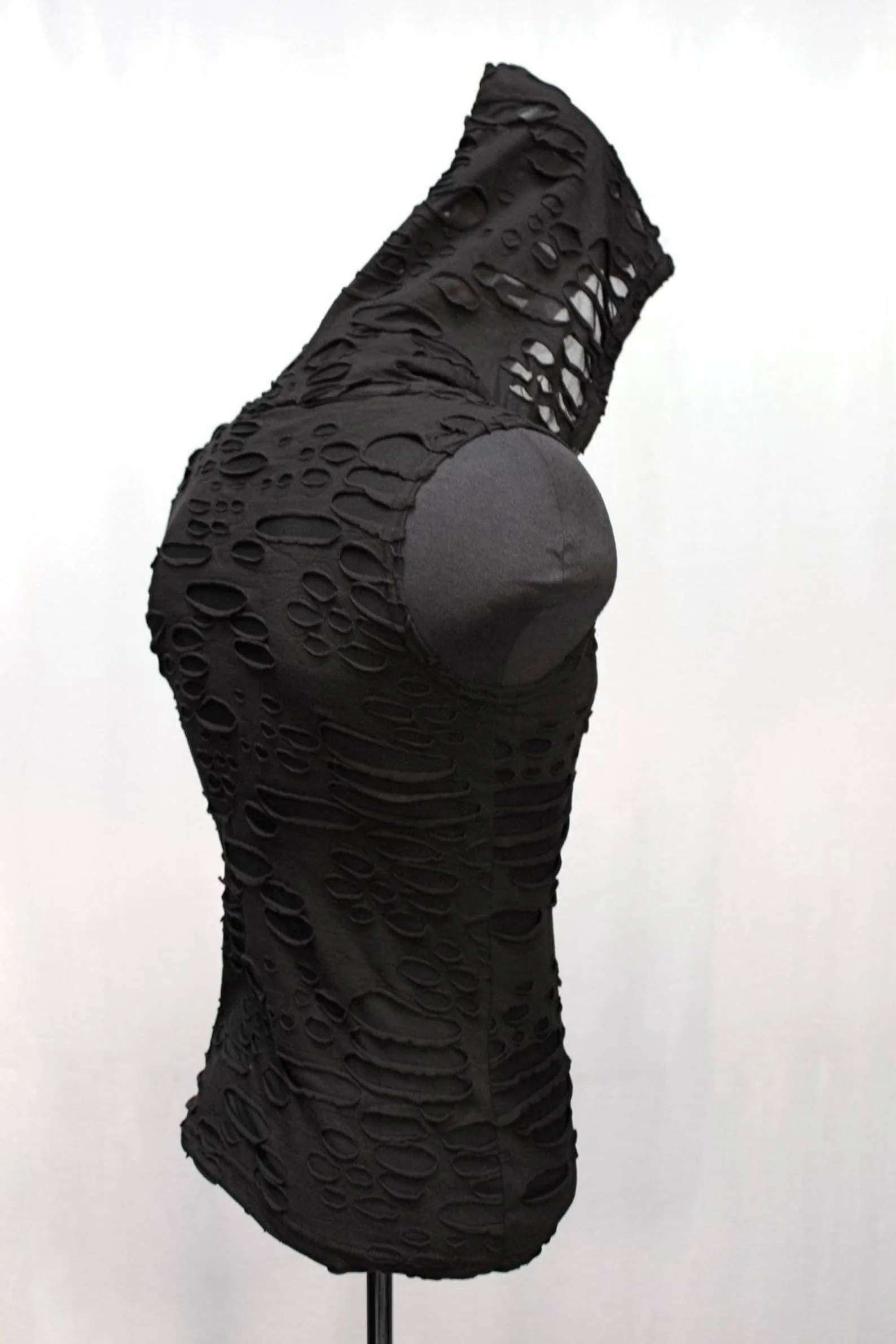MEN'S HOODIE T - BLACK DECAYED FABRIC - Image 4