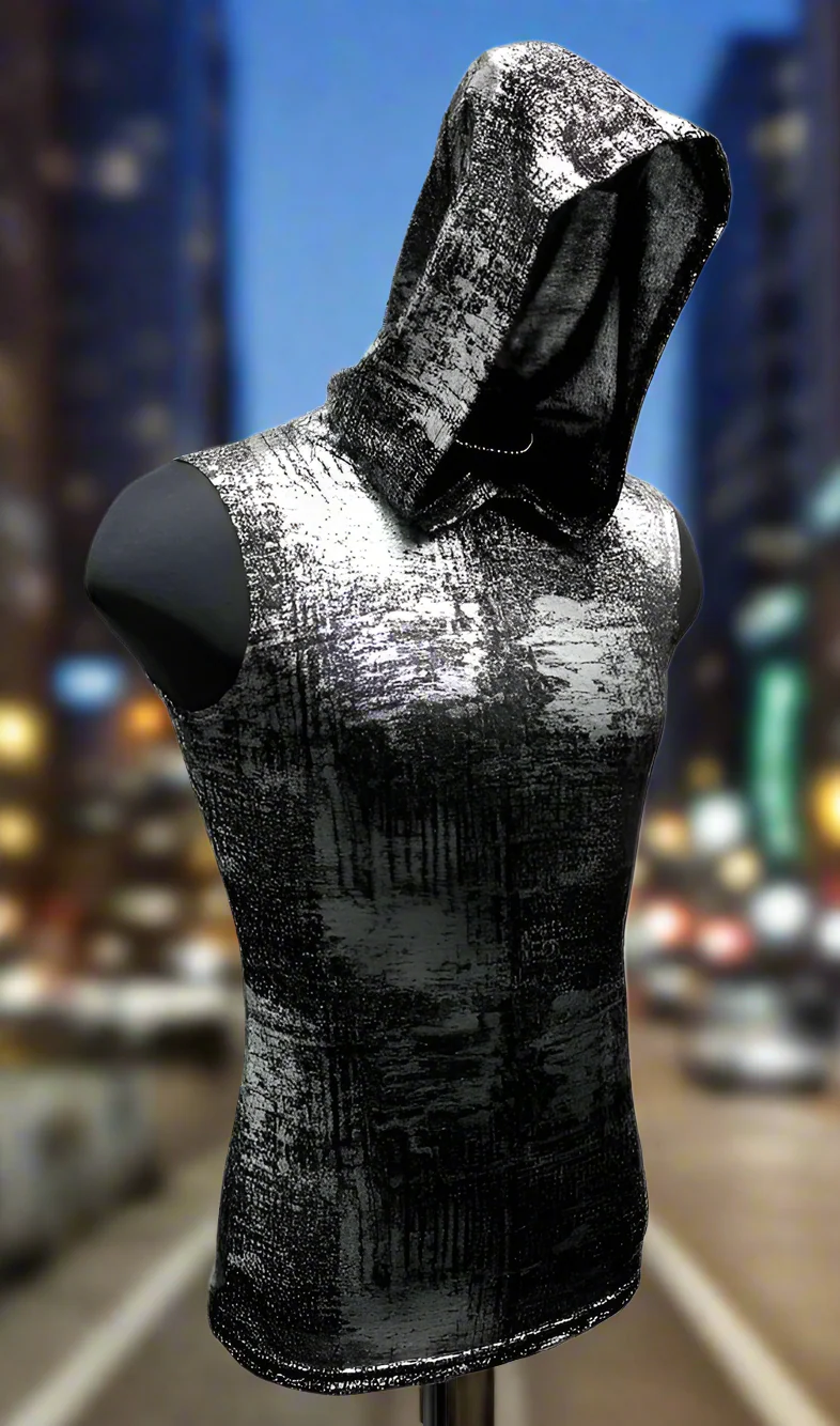 MEN'S HOODIE T - METALLIC SILVER - Image 2