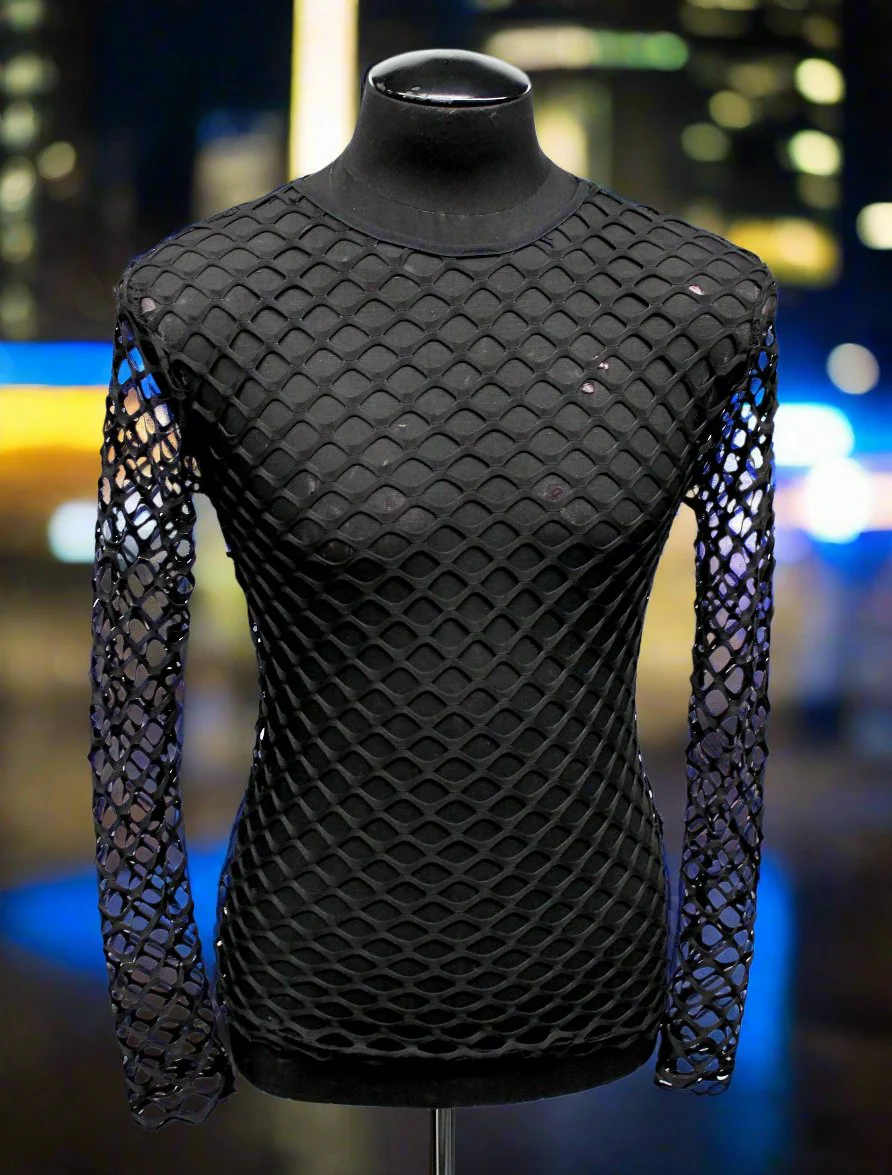 MEN'S LONG SLEEVE T-SHIRT - BIG HOLE FISHNET - Image 3