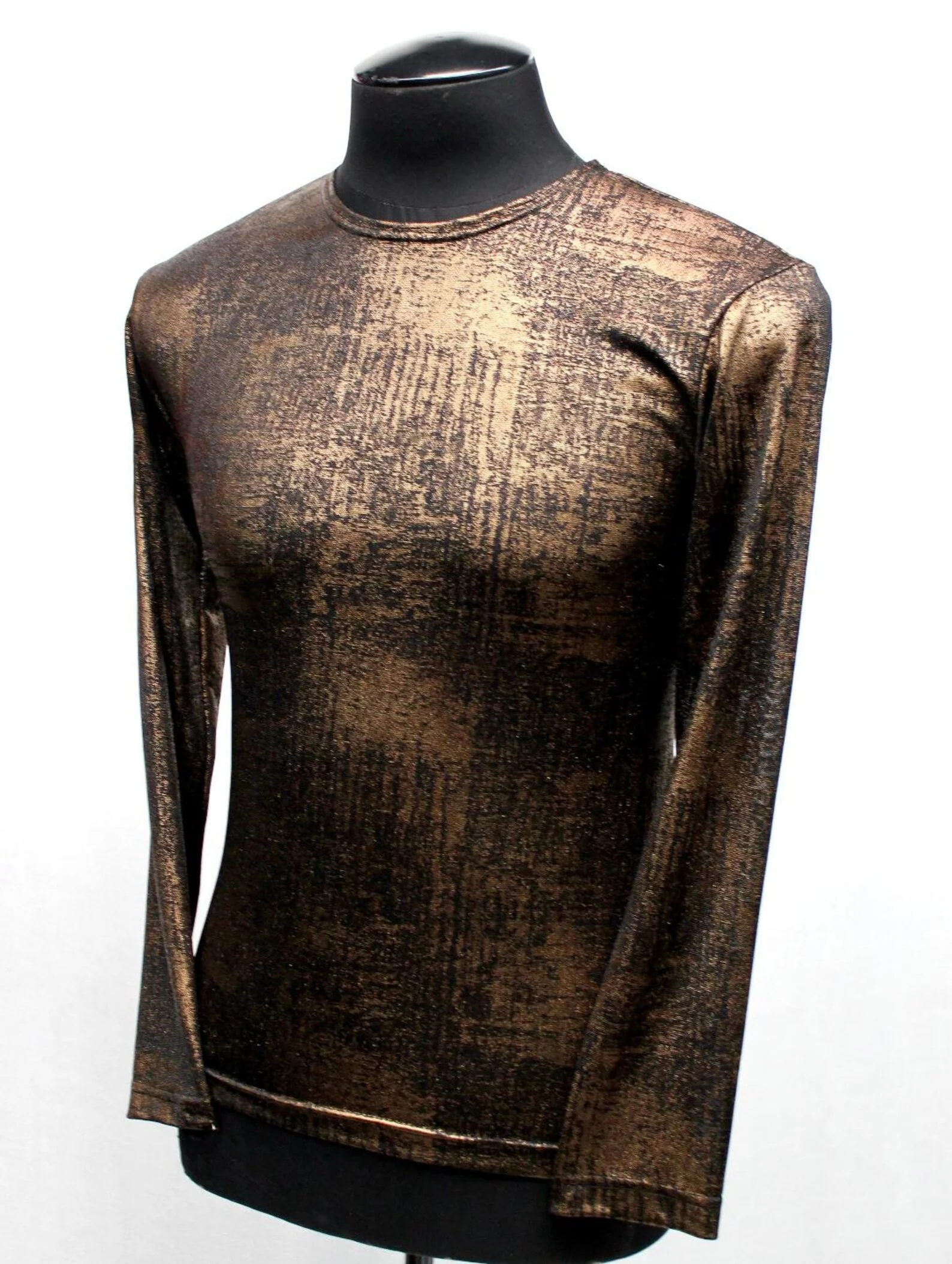 MEN'S LONG SLEEVE TEE - METALLIC BRONZE FABRIC - Image 3