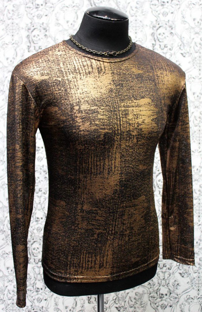 MEN'S LONG SLEEVE TEE - METALLIC BRONZE FABRIC - Image 4