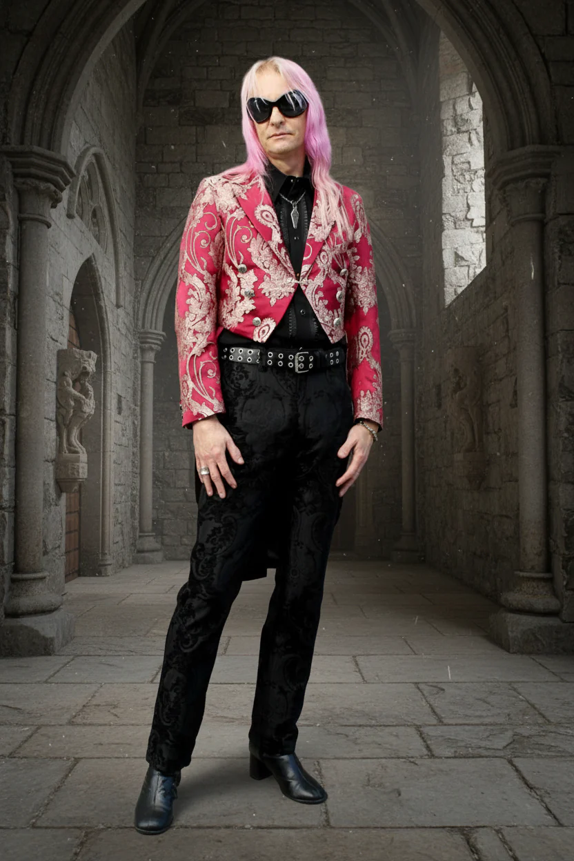 MONTE CRISTO TAILCOAT - RED SATIN BROCADE - Image 2