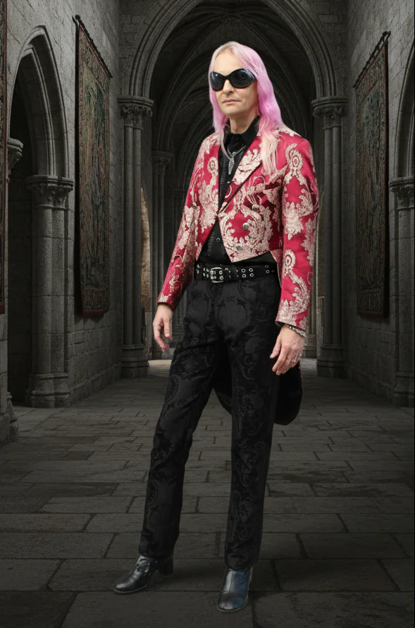 MONTE CRISTO TAILCOAT - RED SATIN BROCADE - Image 3