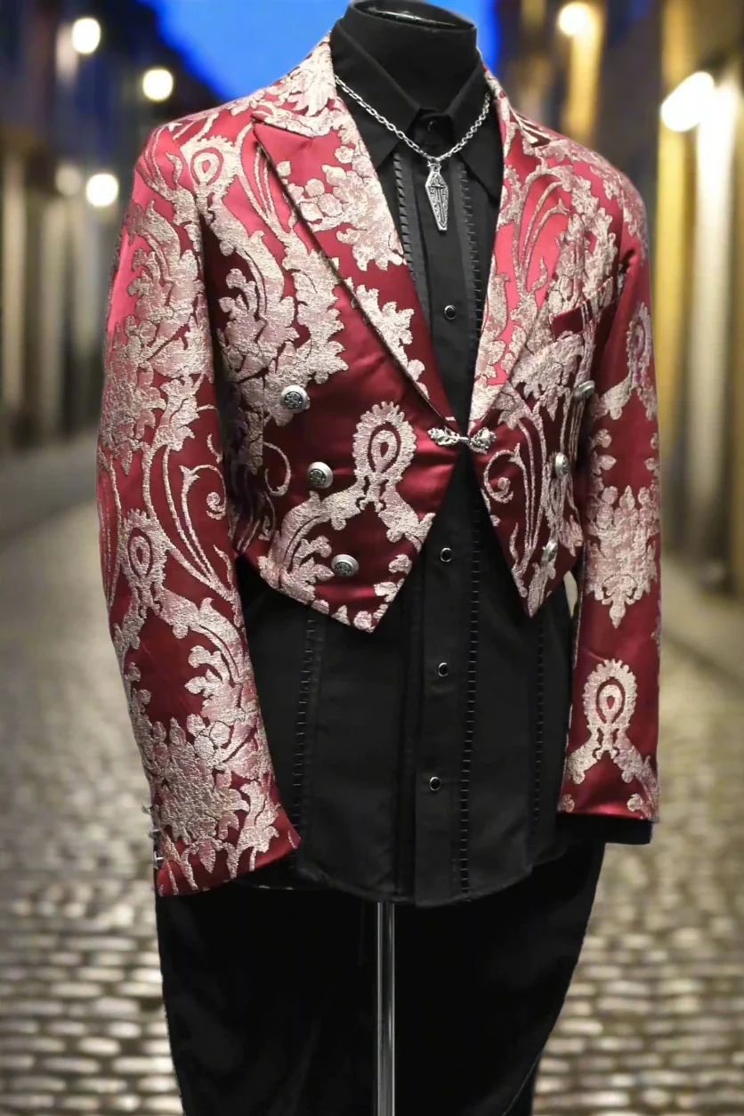 MONTE CRISTO TAILCOAT - RED SATIN BROCADE - Image 4