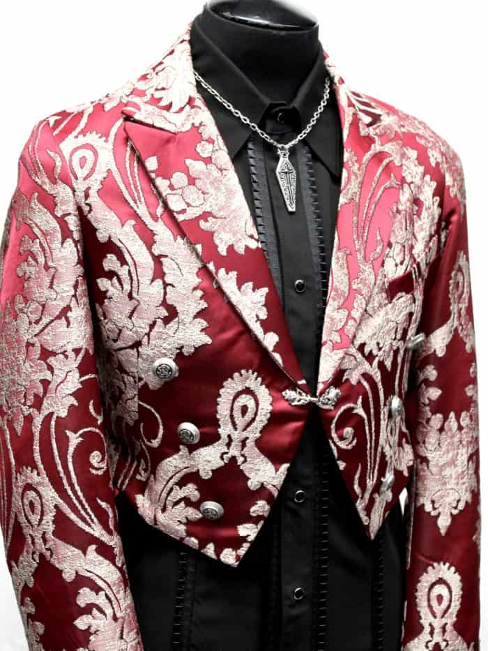 MONTE CRISTO TAILCOAT - RED SATIN BROCADE - Image 5