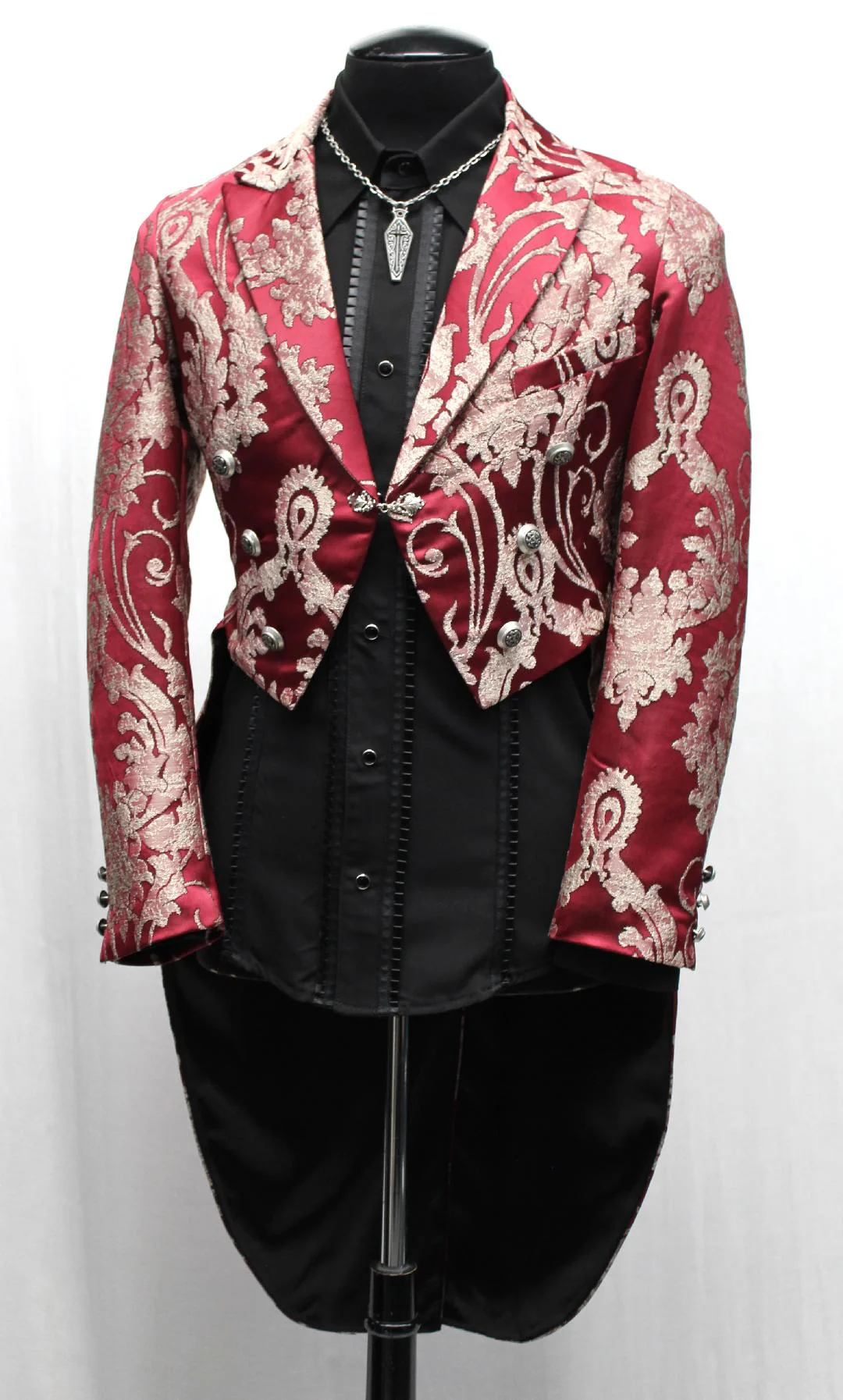MONTE CRISTO TAILCOAT - RED SATIN BROCADE - Image 6
