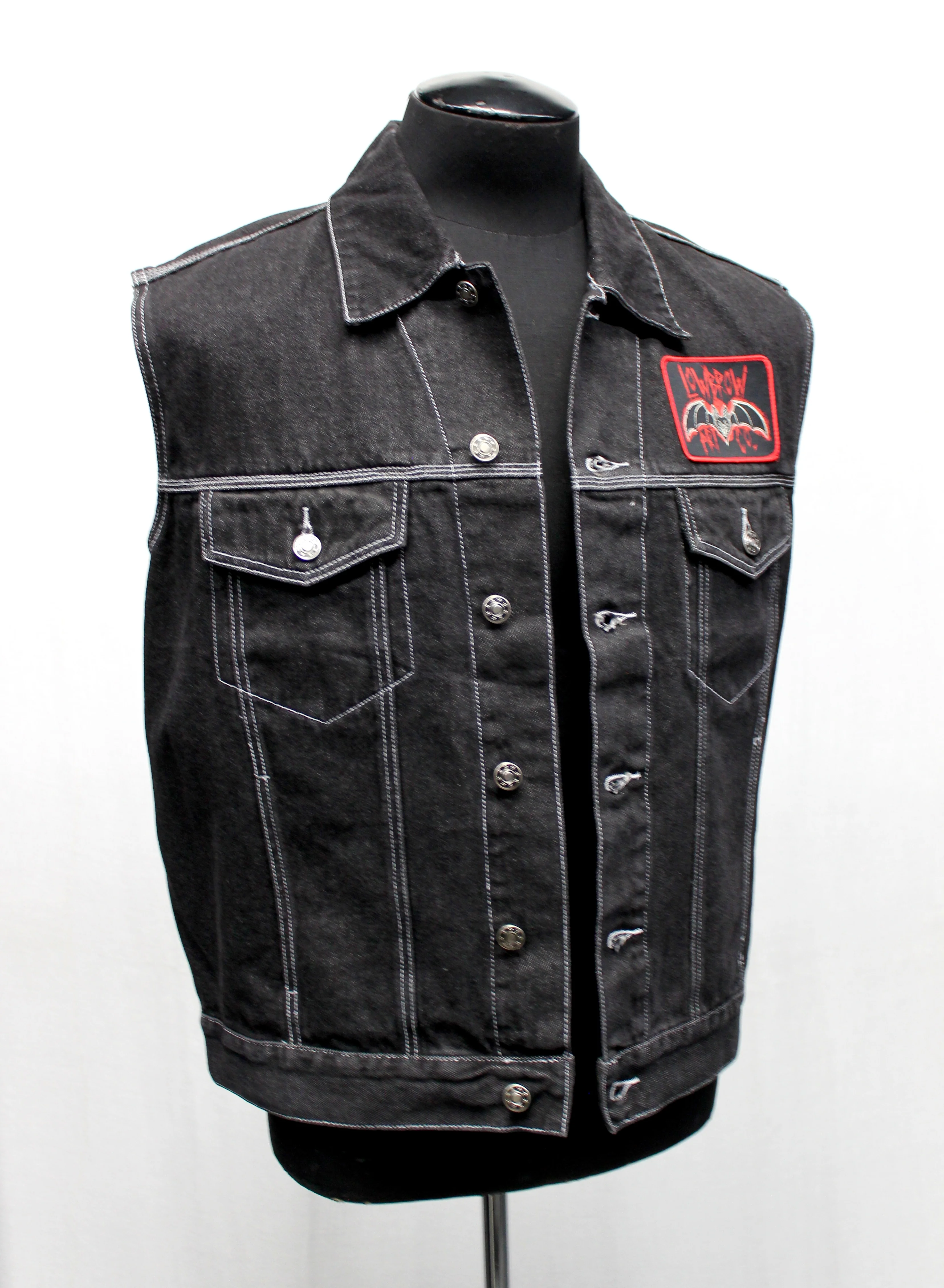 MOTORCYCLE DENIM VEST - INDIAN CHIEF SKULL PRINT - Image 4