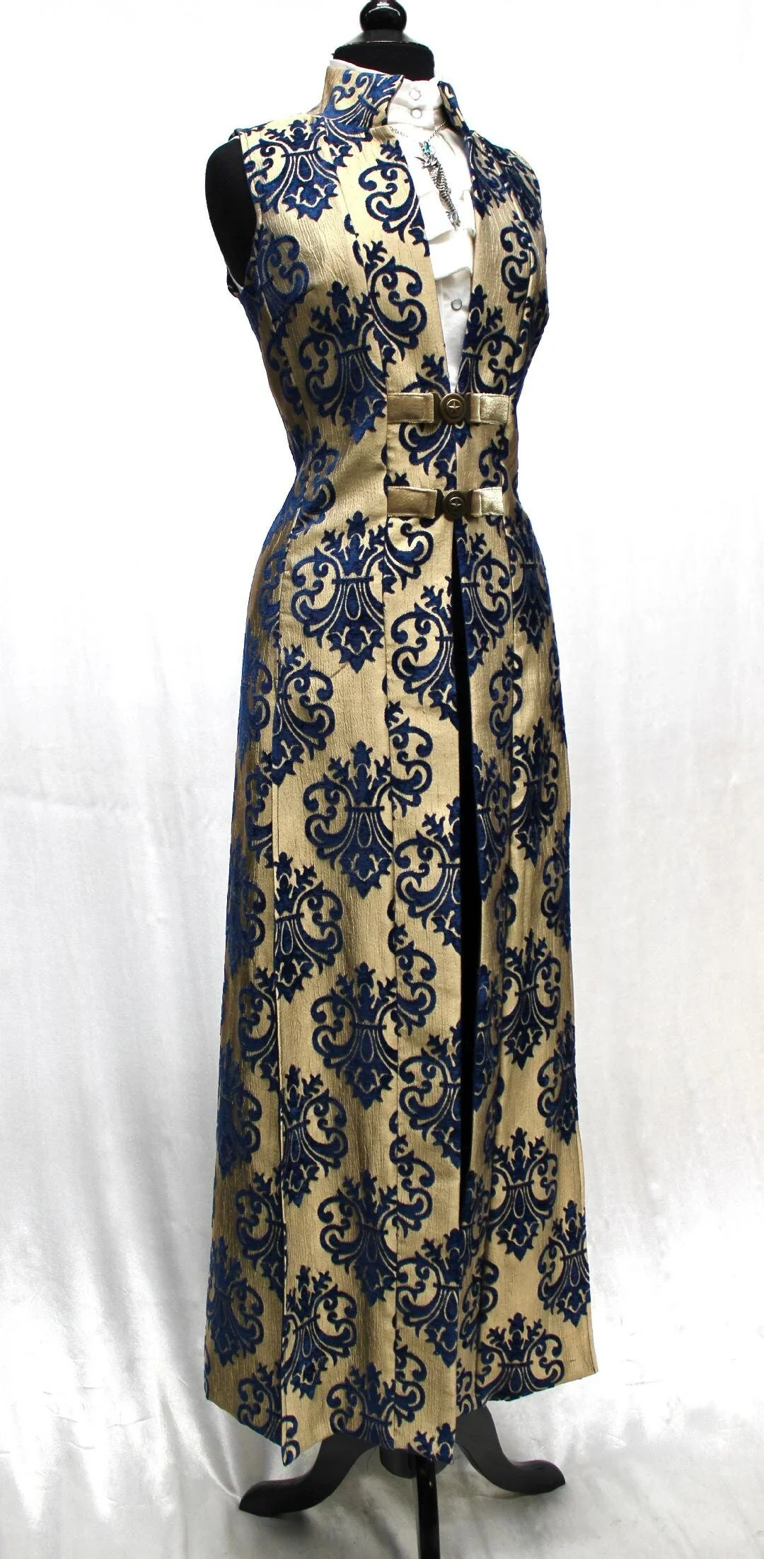 NECROMANTIC COAT/VEST - GOLD with BLUE VELVET BROCADE - Image 2