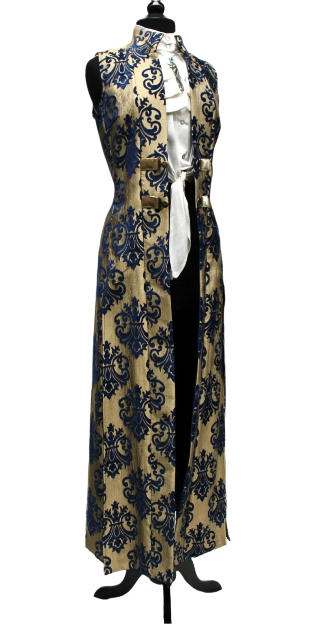 NECROMANTIC COAT/VEST - GOLD with BLUE VELVET BROCADE - Image 6