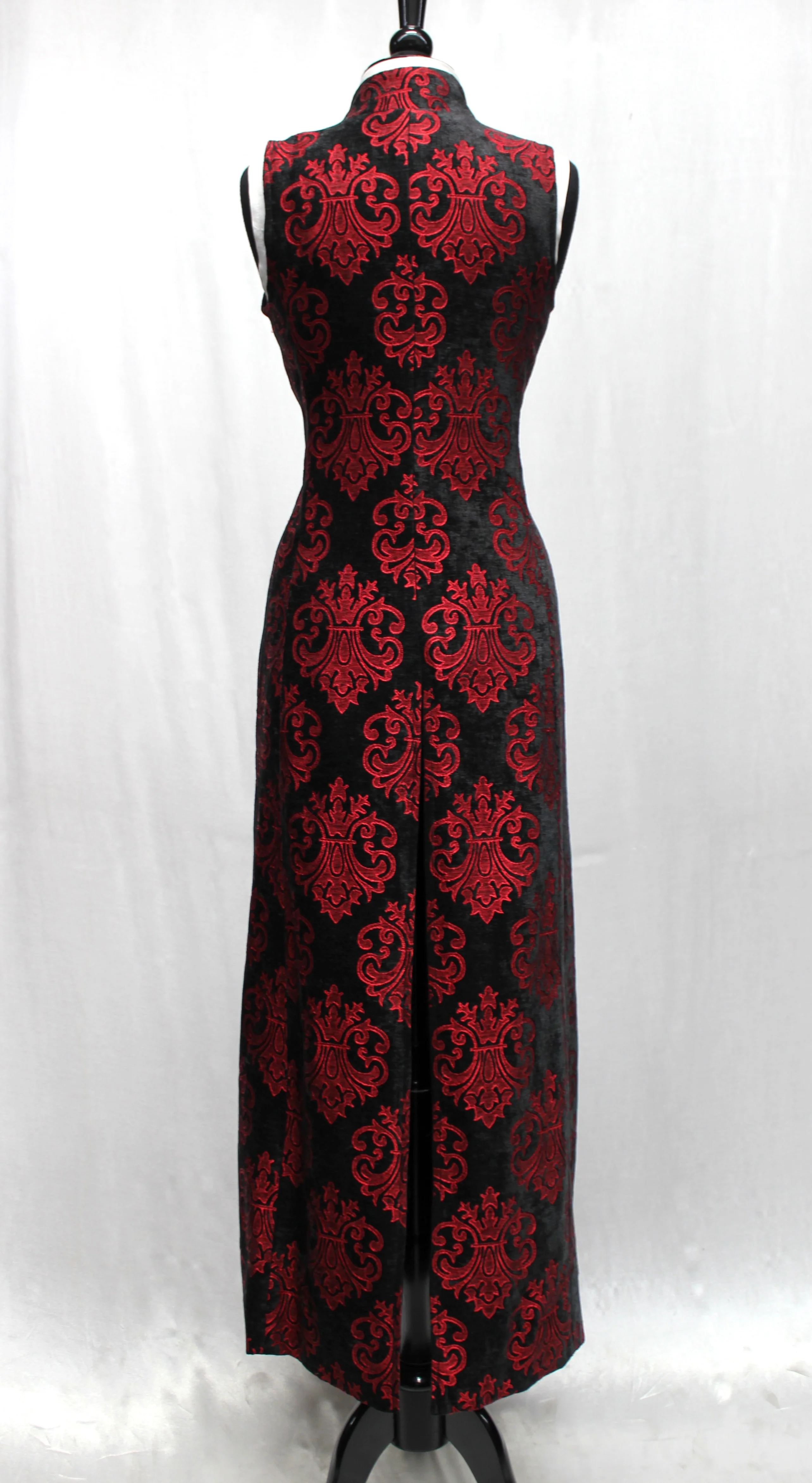 NECROMANTIC COAT/VEST - RED ON BLACK VELVET BROCADE - Image 5