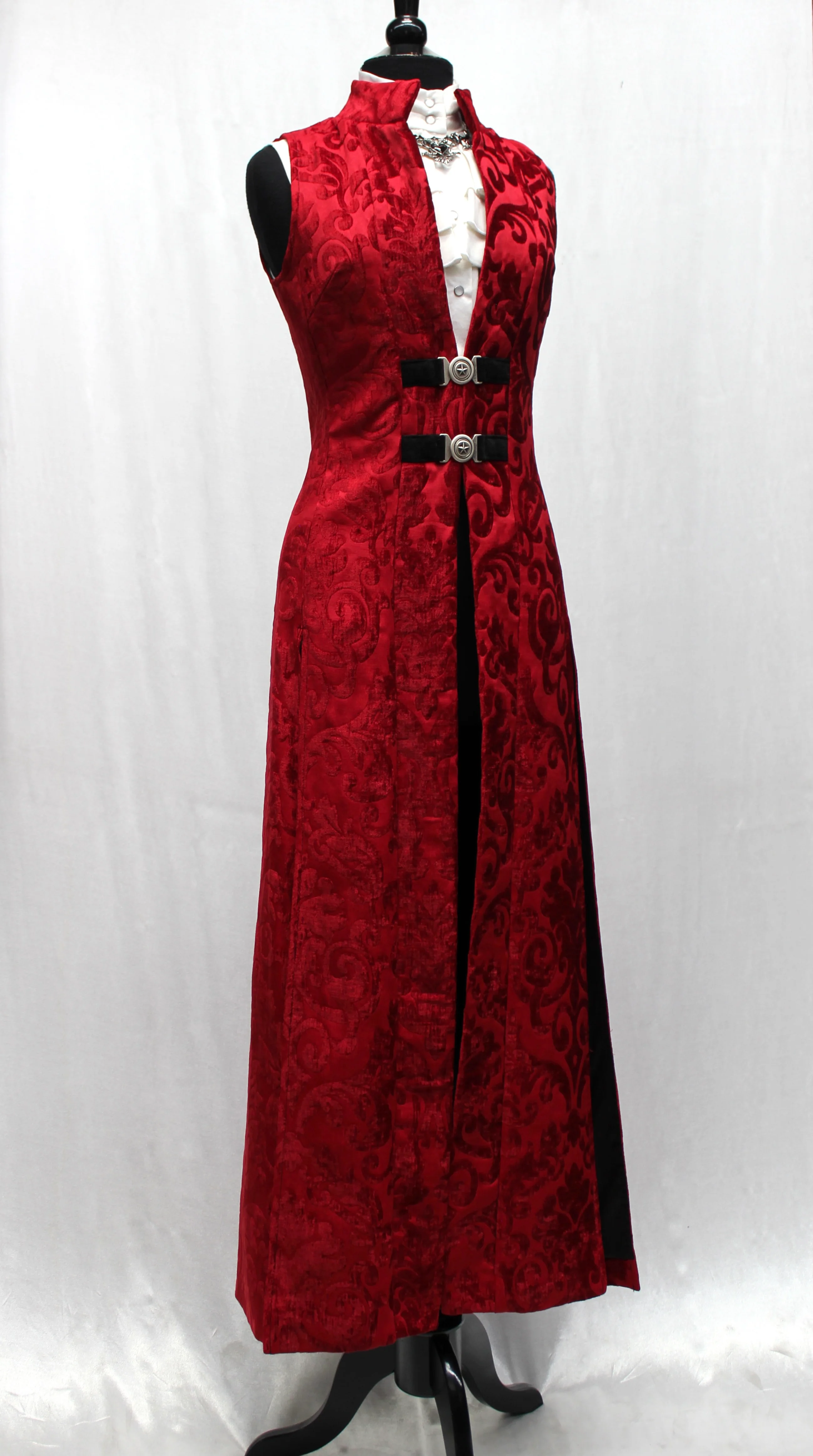 NECROMANTIC COAT/VEST - RED PRINT VELVET - Image 4