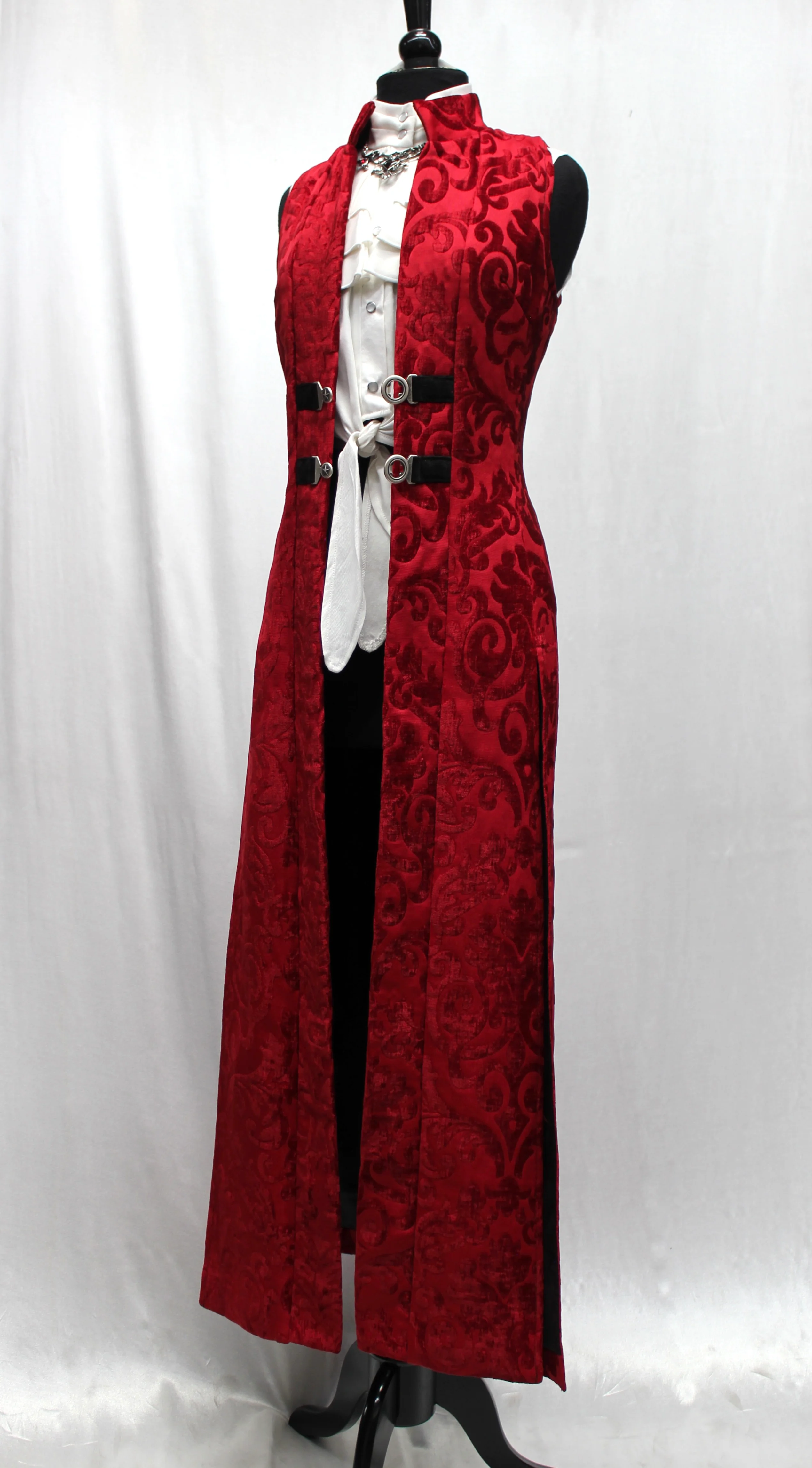 NECROMANTIC COAT/VEST - RED PRINT VELVET - Image 6