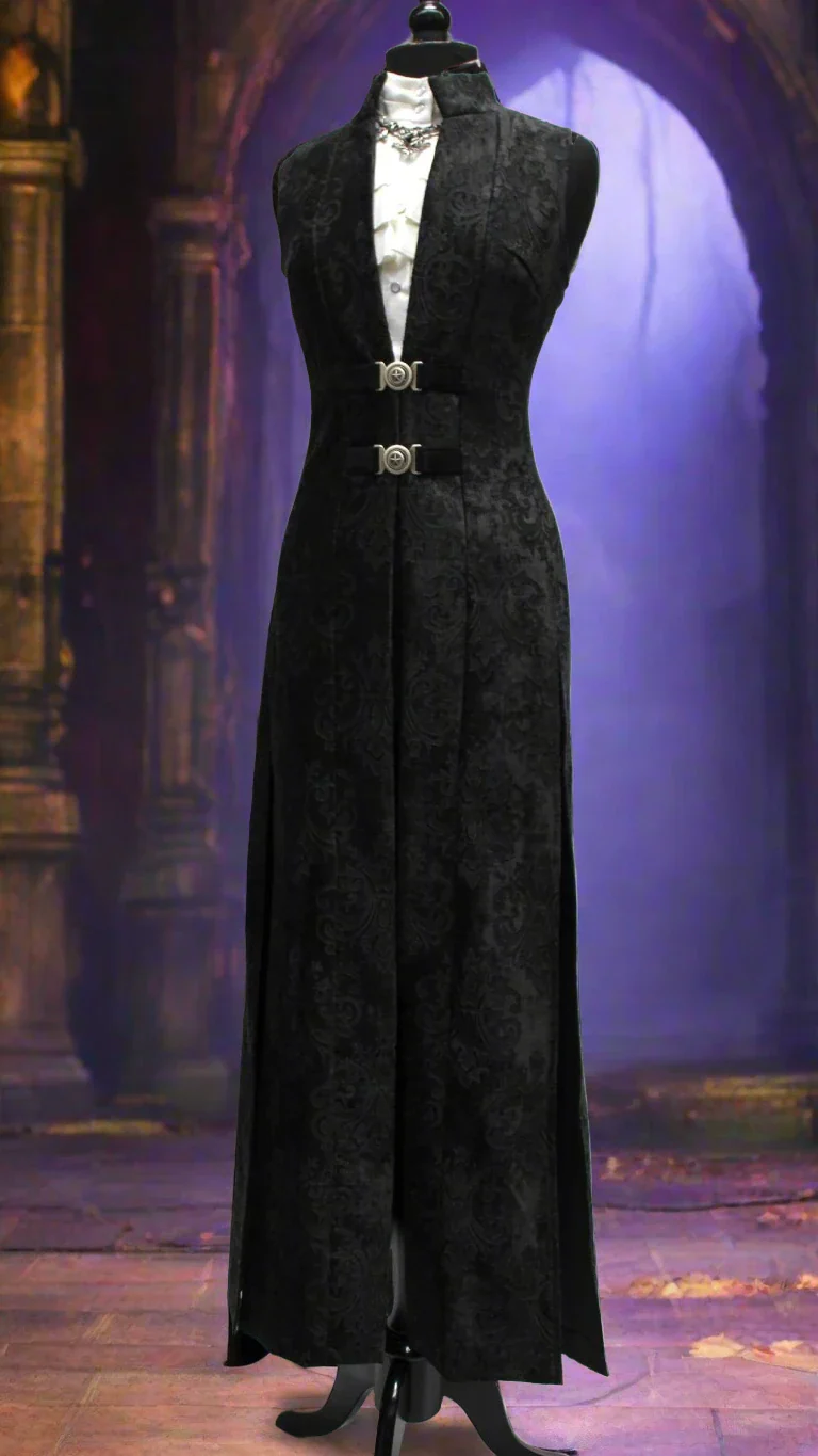 NECROMANTIC COAT/VEST - BLACK VELVET BROCADE - Image 2