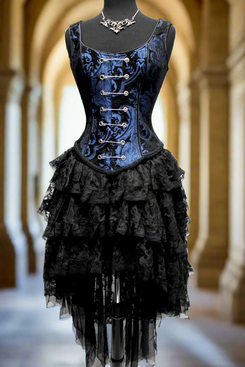 PIN BODICE - BLUE AND BLACK TAPESTRY - Image 2