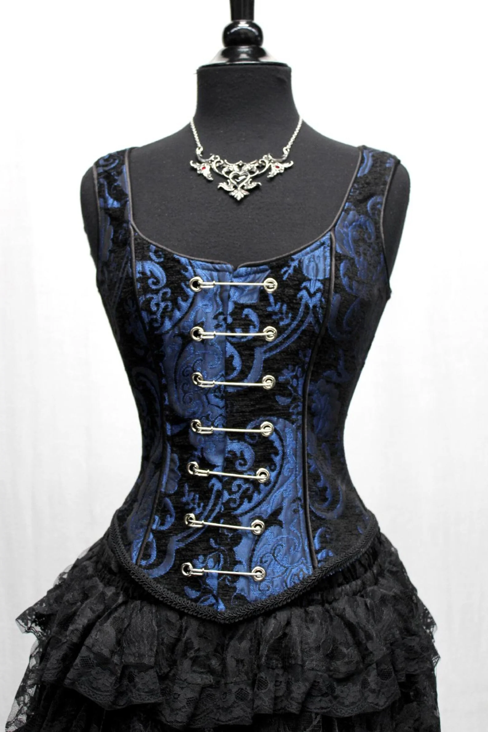 PIN BODICE - BLUE AND BLACK TAPESTRY - Image 3
