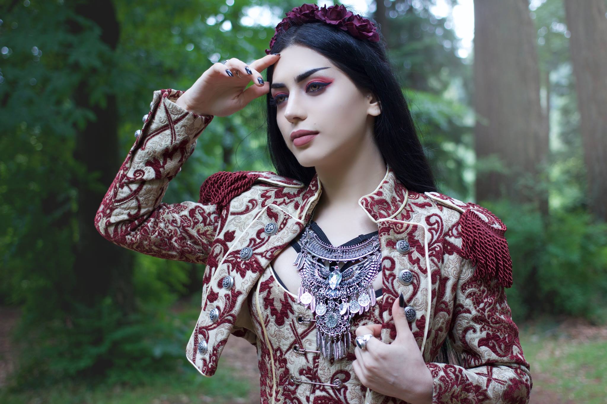 PIN BODICE - BURGUNDY/IVORY TAPESTRY - Image 3
