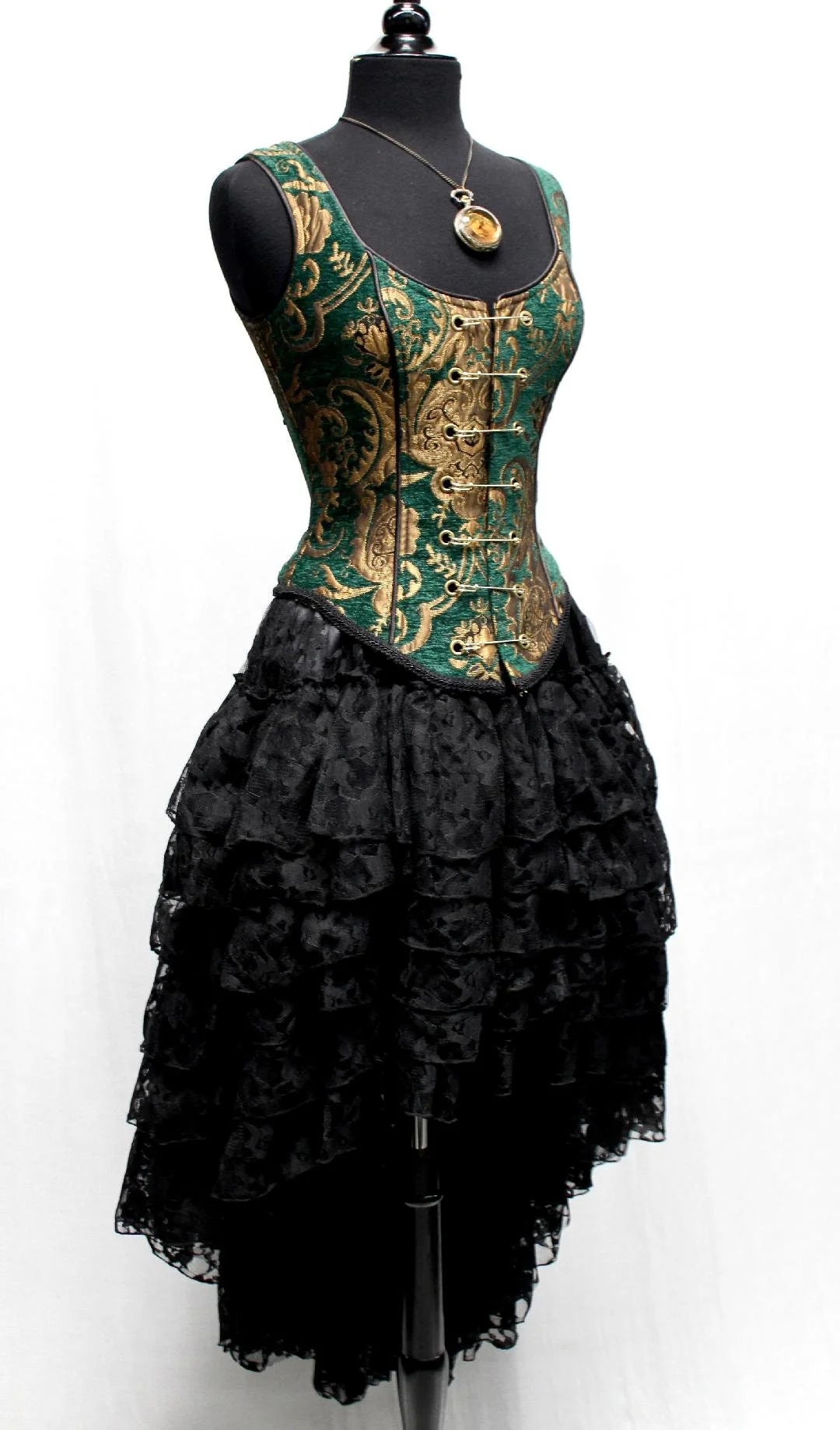 PIN BODICE - GREEN/GOLD TAPESTRY - Image 3