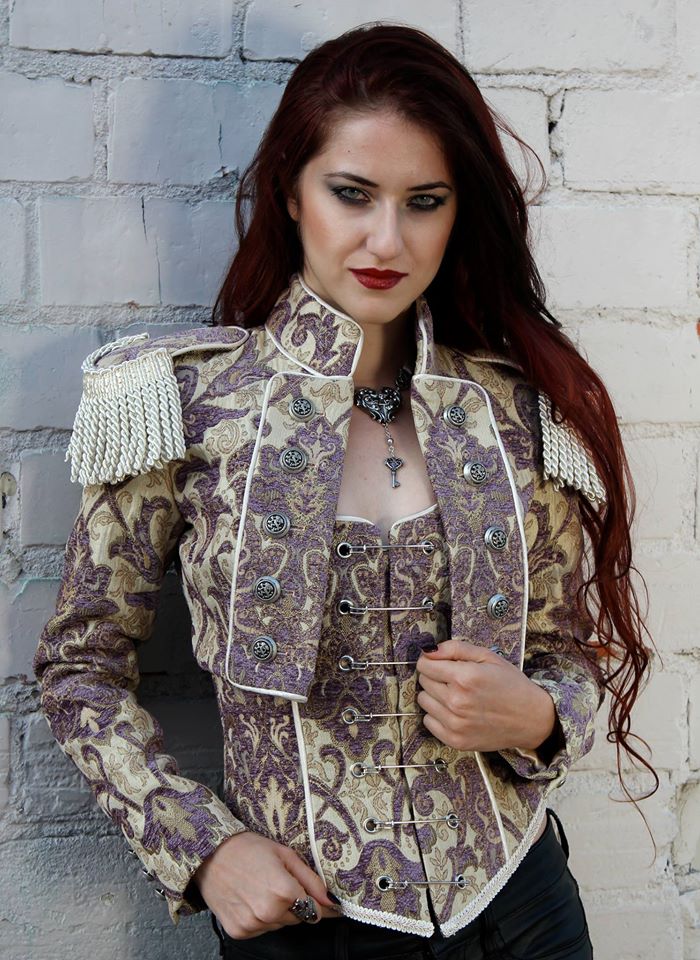 PIN BODICE - PURPLE/IVORY TAPESTRY - Image 3