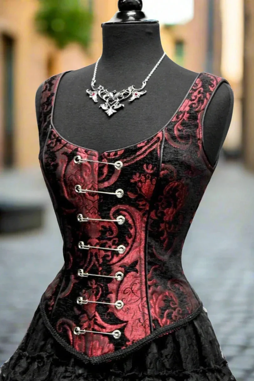 PIN BODICE - RED AND BLACK TAPESTRY
