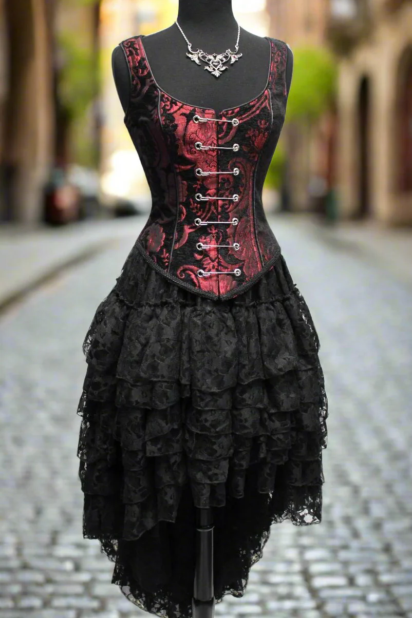 PIN BODICE - RED AND BLACK TAPESTRY - Image 2