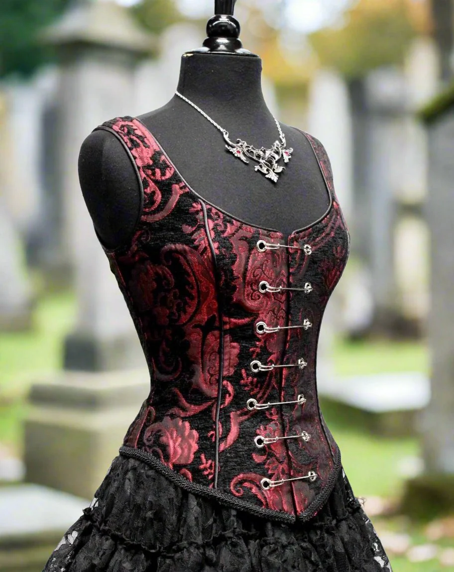 PIN BODICE - RED AND BLACK TAPESTRY - Image 4