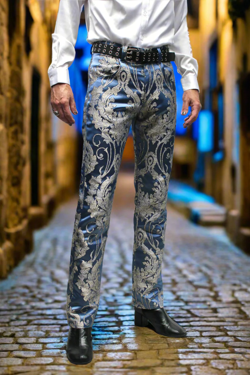 ROCKER PANTS - ICE BLUE BROCADE - Image 3