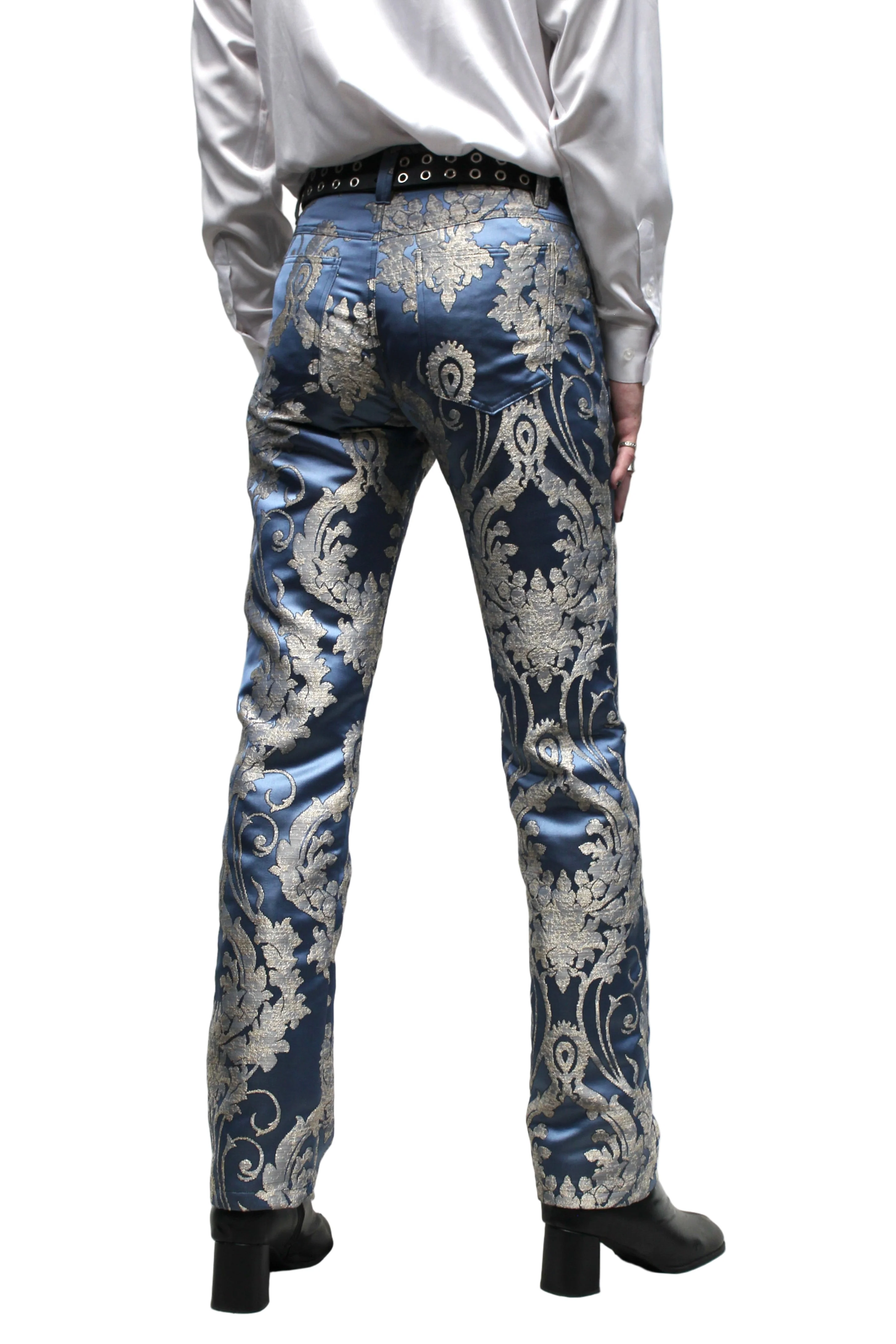 ROCKER PANTS - ICE BLUE BROCADE - Image 4