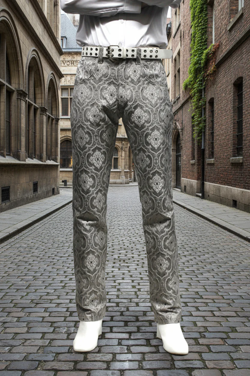 ROCKER PANTS - EDWARDIAN BROCADE - SILVER - Image 3