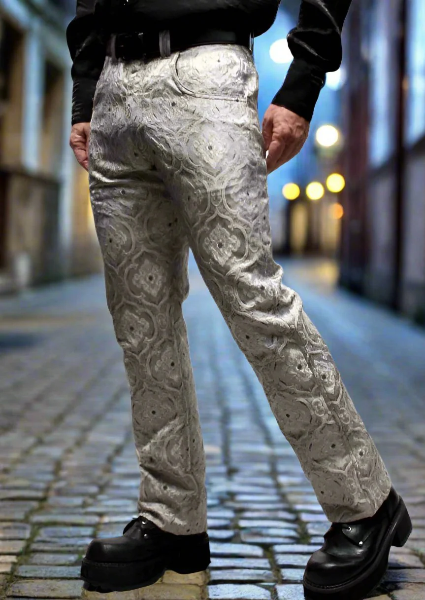 ROCKER PANTS - EDWARDIAN BROCADE - SILVER - Image 5