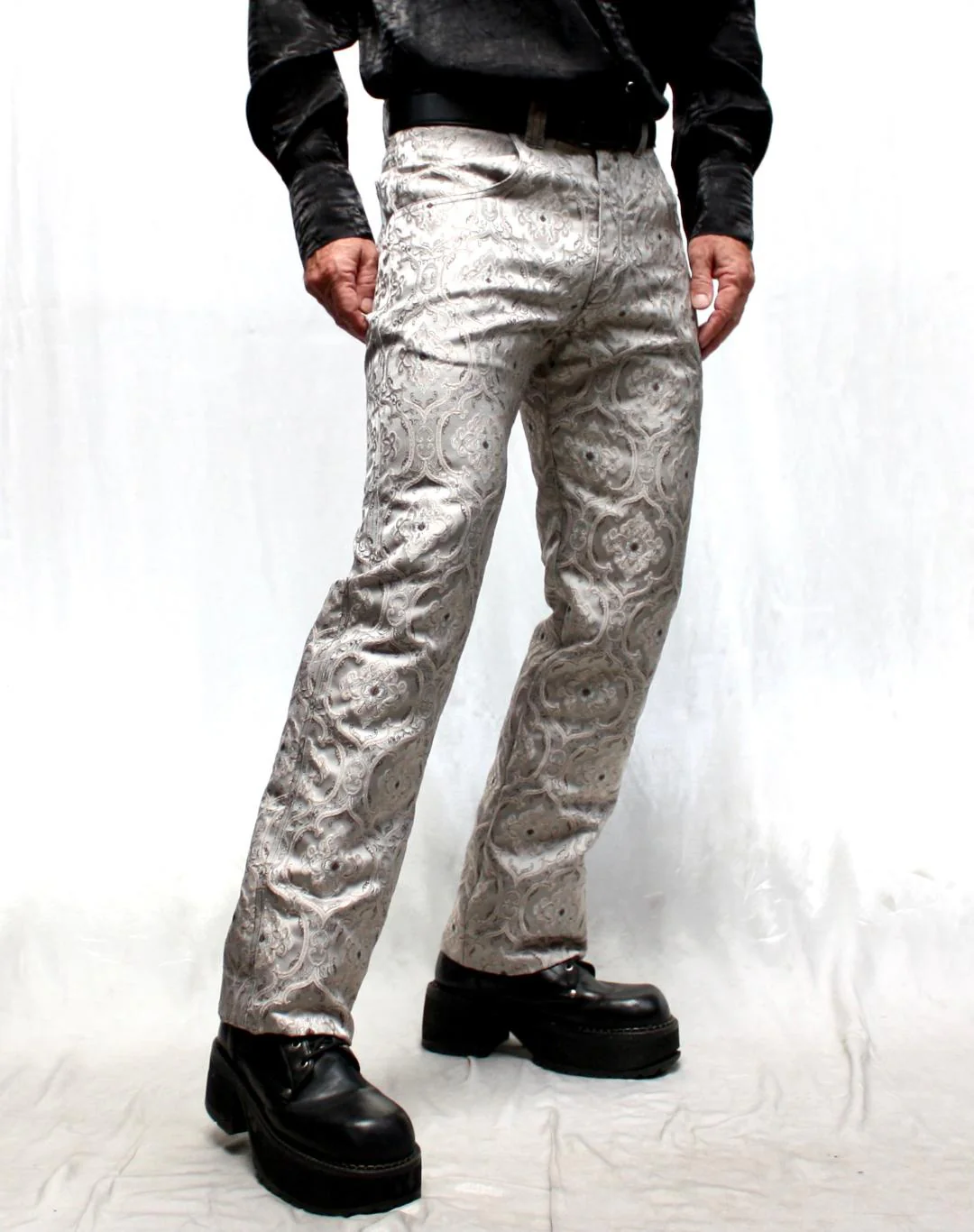 ROCKER PANTS - EDWARDIAN BROCADE - SILVER - Image 7