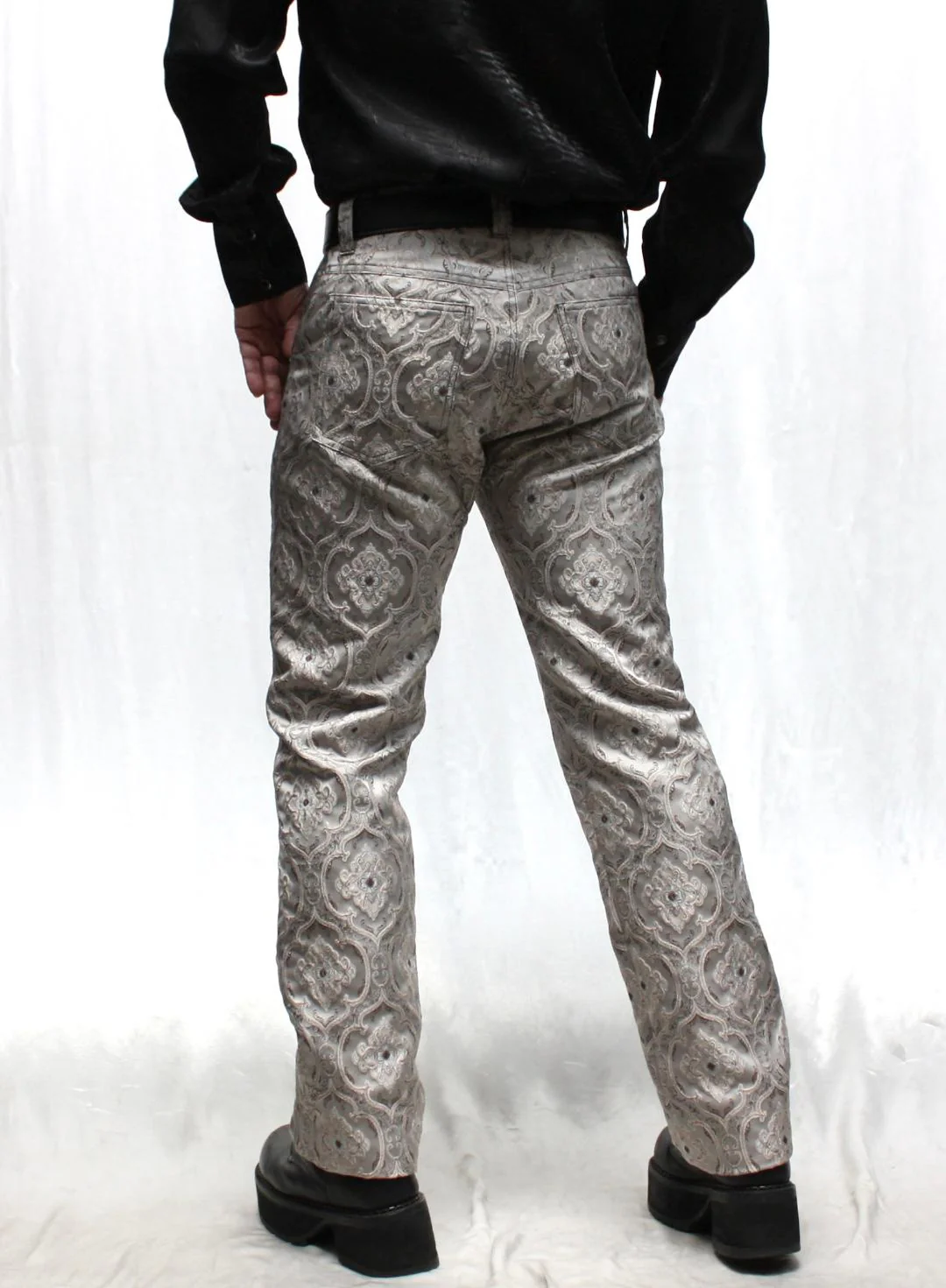 ROCKER PANTS - EDWARDIAN BROCADE - SILVER - Image 8