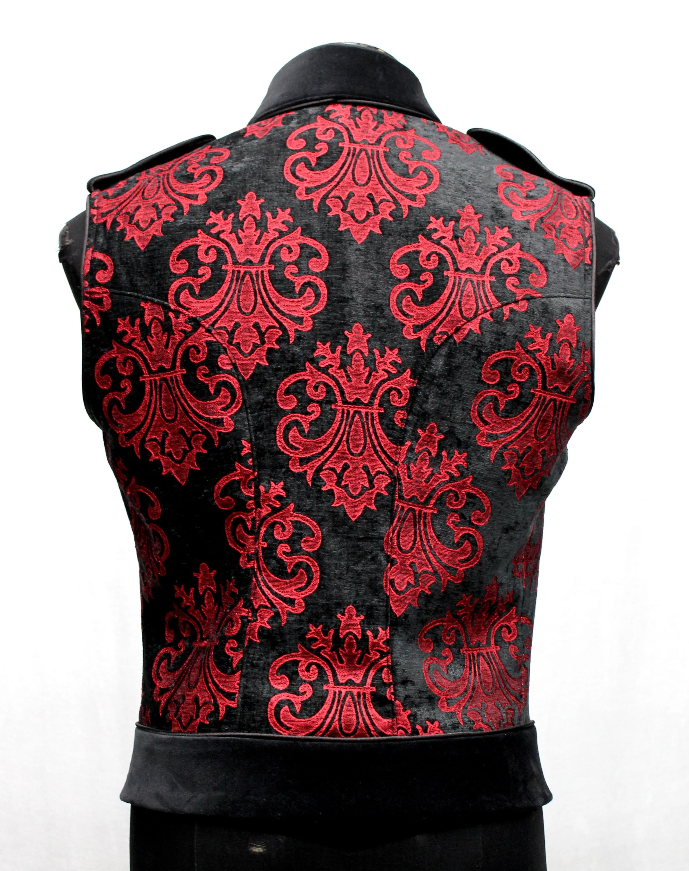 ROYAL MARINE VEST -Red On Black Velvet Brocade - Image 6