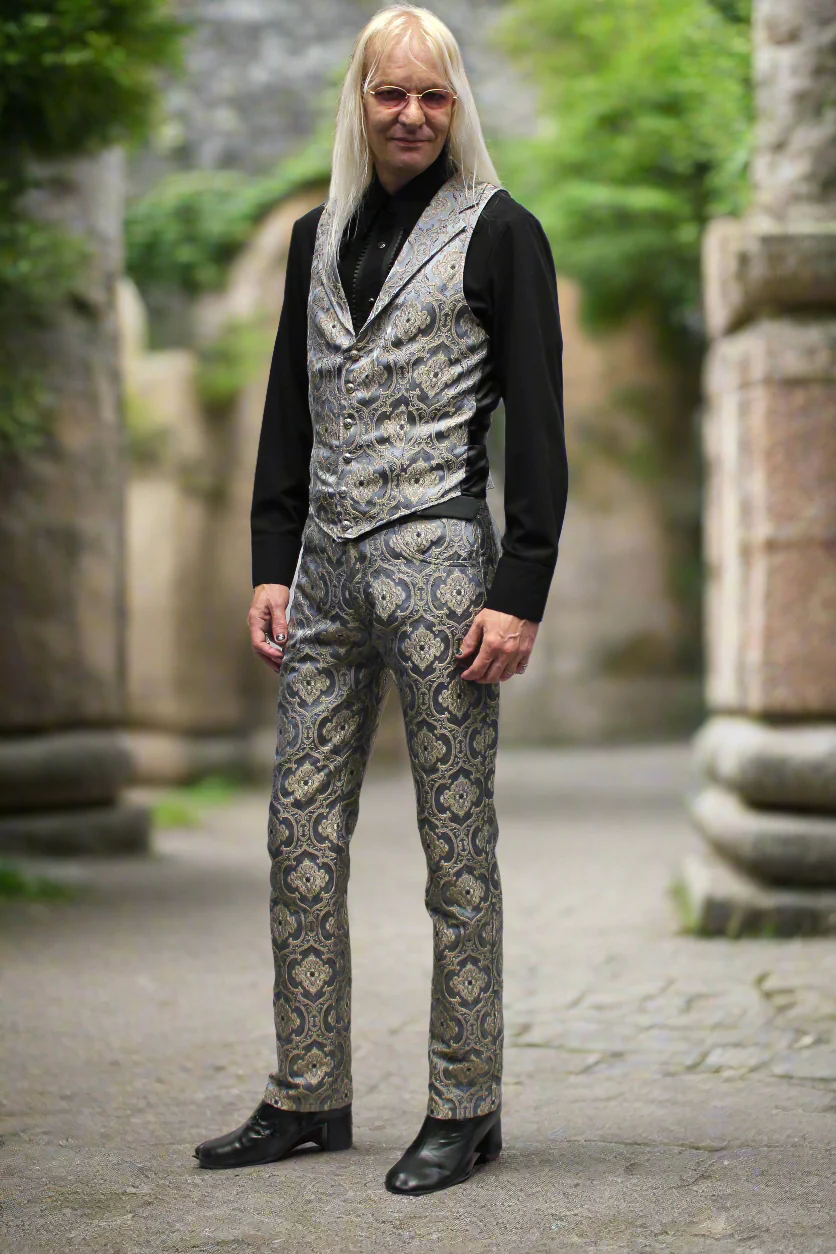 ROCKER PANTS - EDWARDIAN BROCADE - BLUE - Image 6