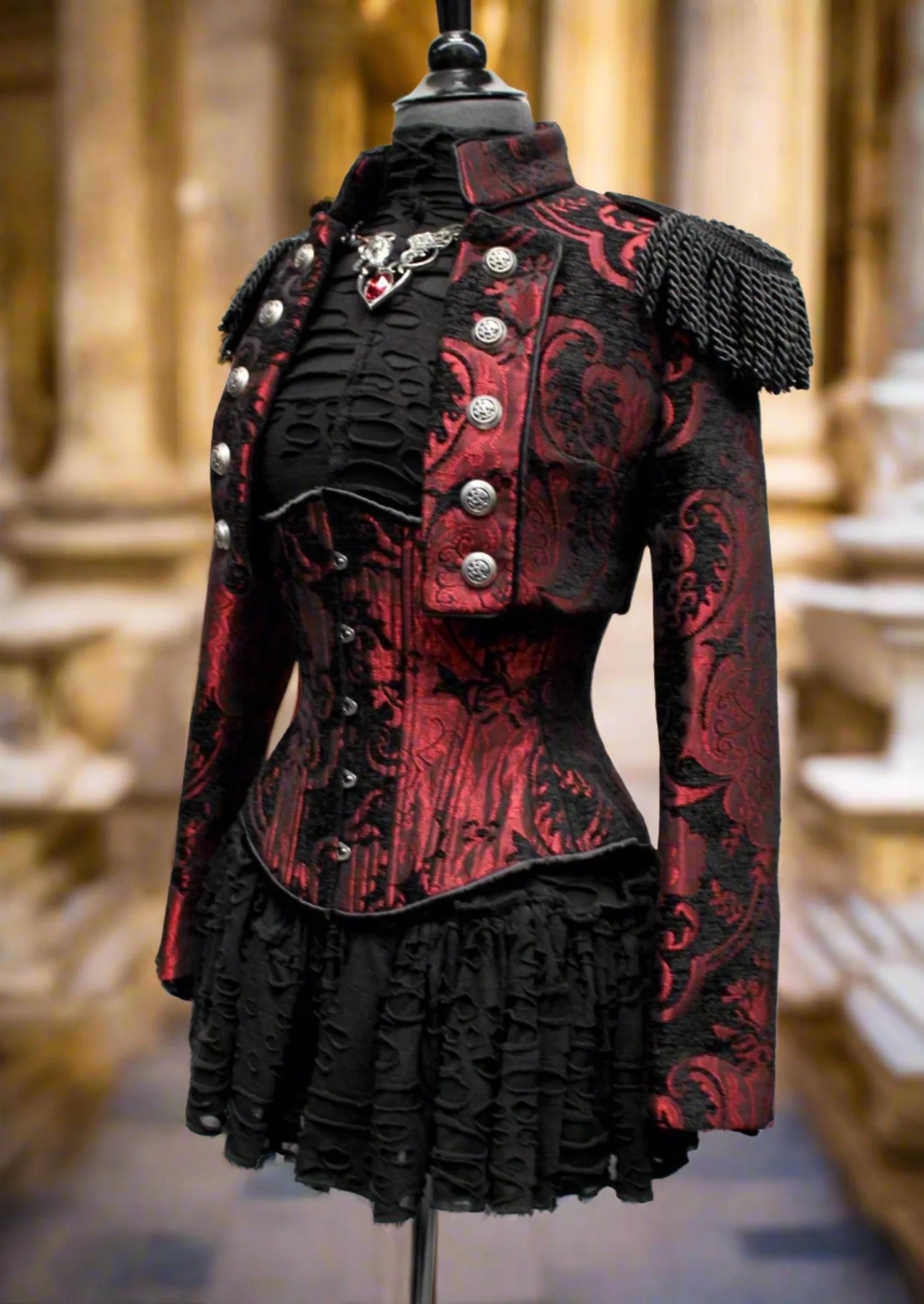 TAPESTRY CORSET - RED/BLACK - Image 3