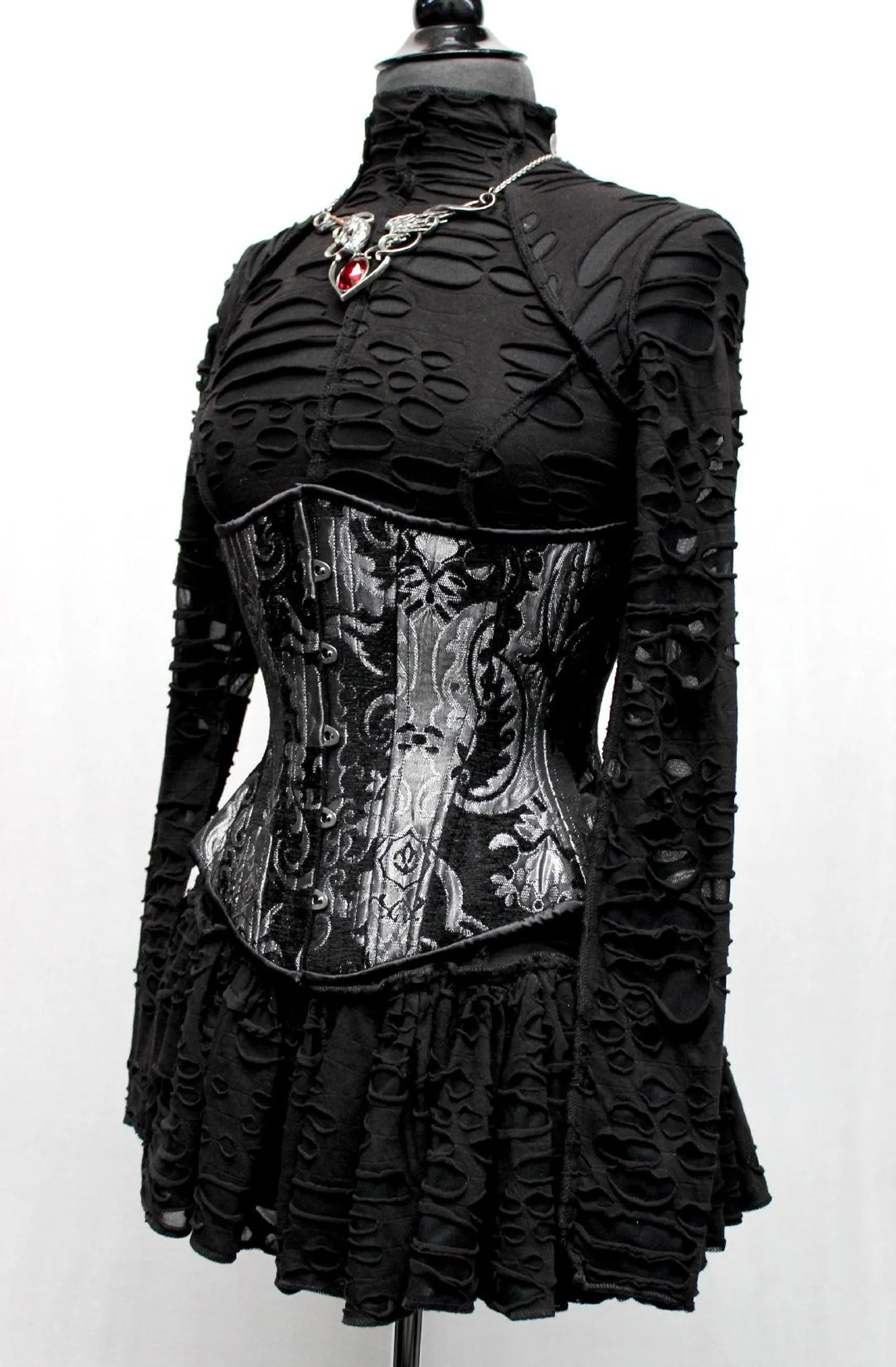 TAPESTRY CORSET - SILVER/BLACK - Image 3