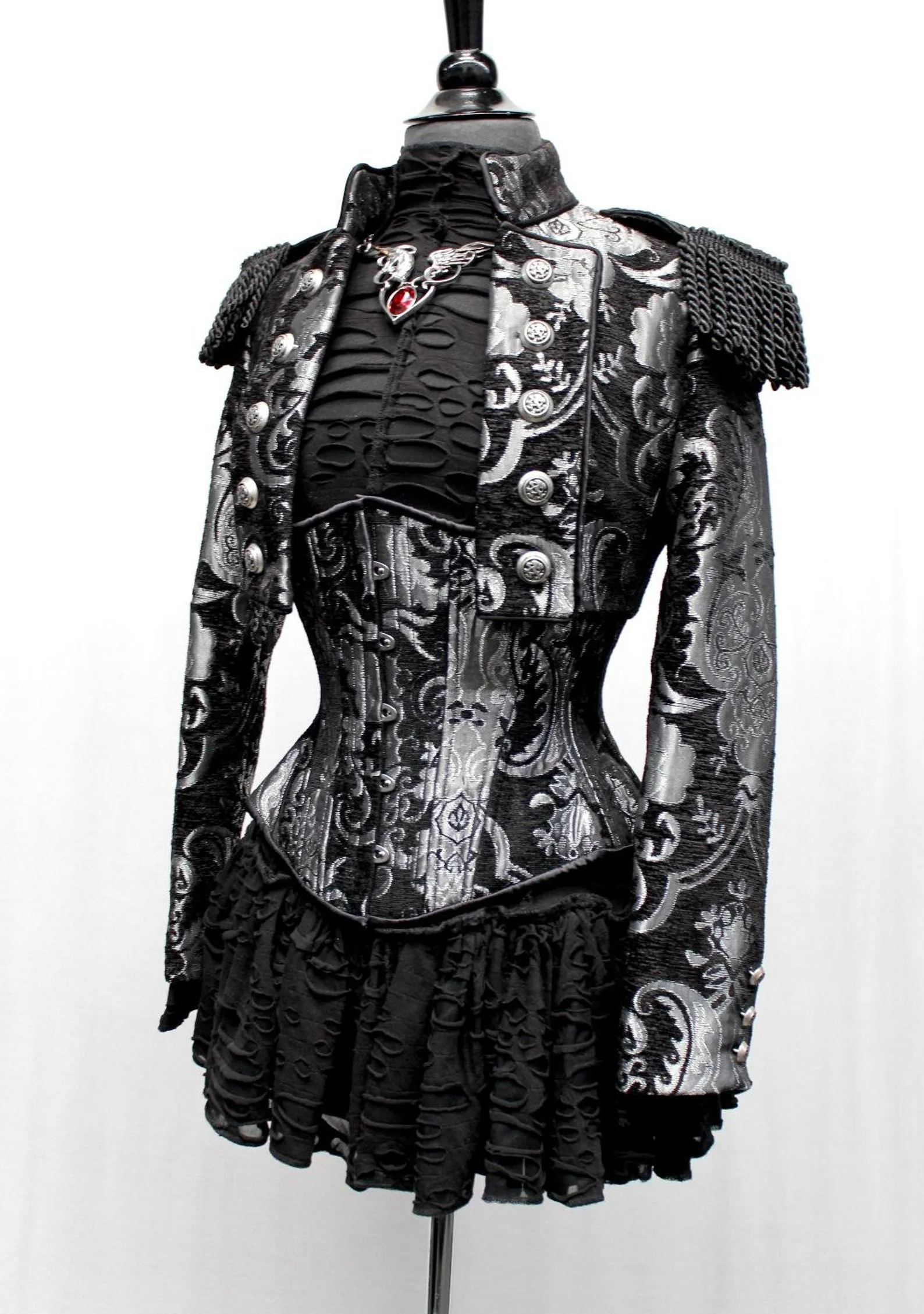TAPESTRY CORSET - SILVER/BLACK - Image 5