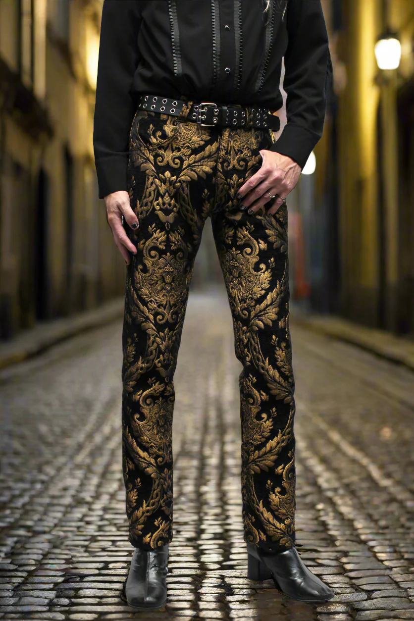 TAPESTRY PANTS - GOLD/BLACK - Image 3