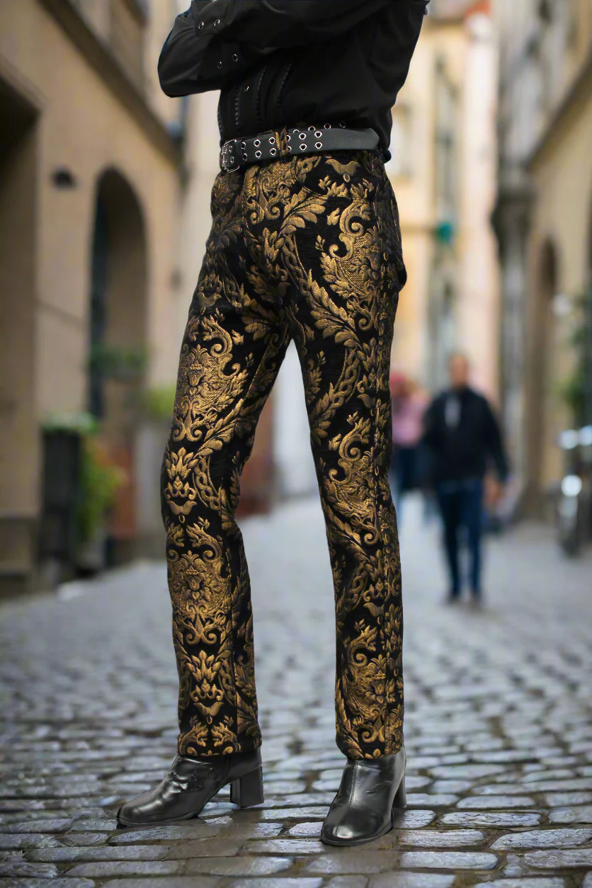 TAPESTRY PANTS - GOLD/BLACK - Image 4