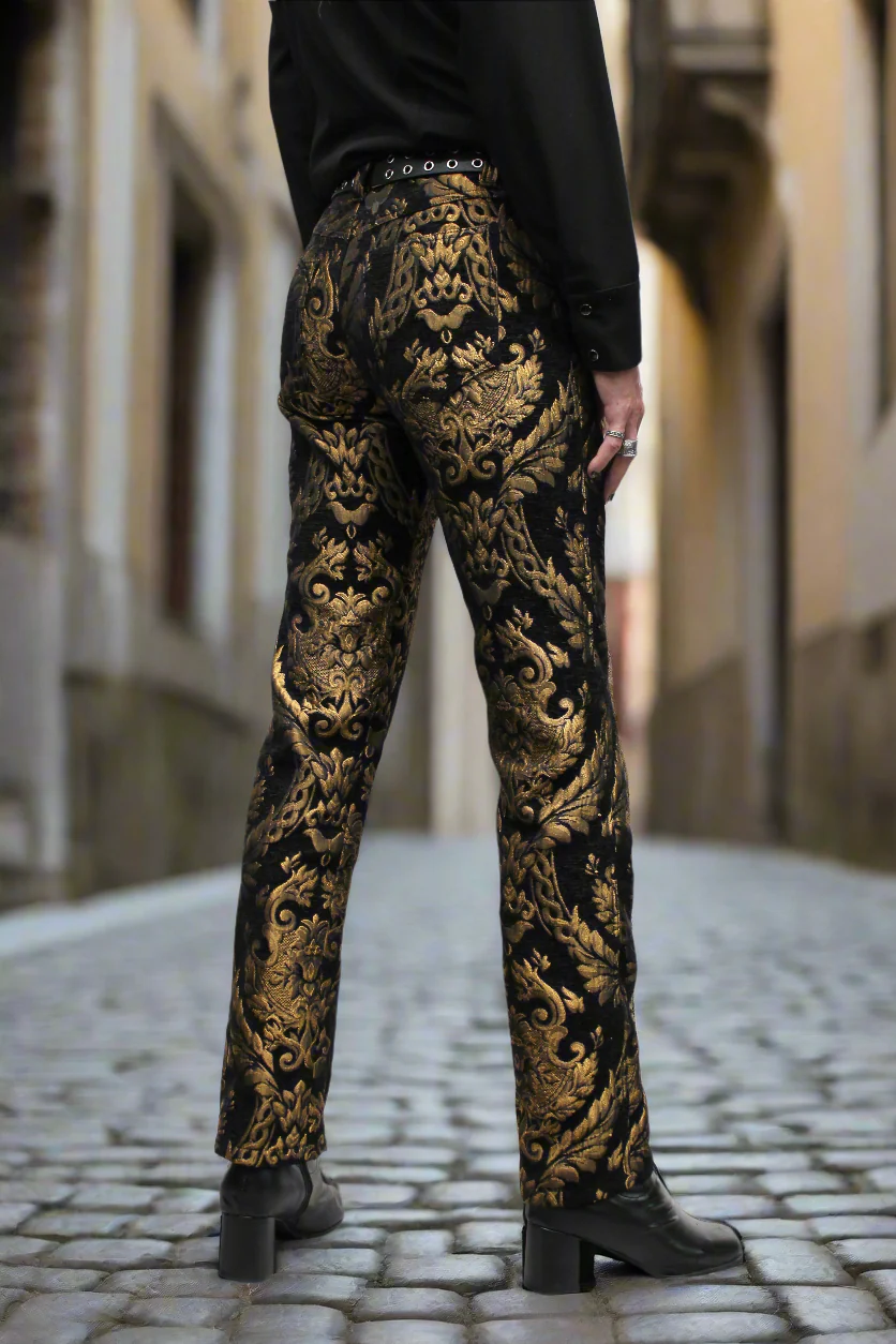 TAPESTRY PANTS - GOLD/BLACK - Image 5
